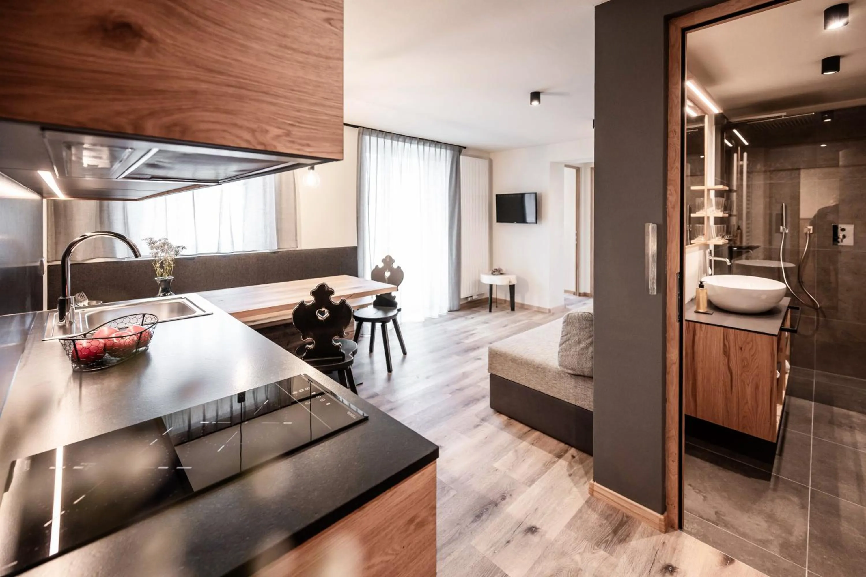 Bathroom, Bed in Appartement- und Wellnesshotel Winkler