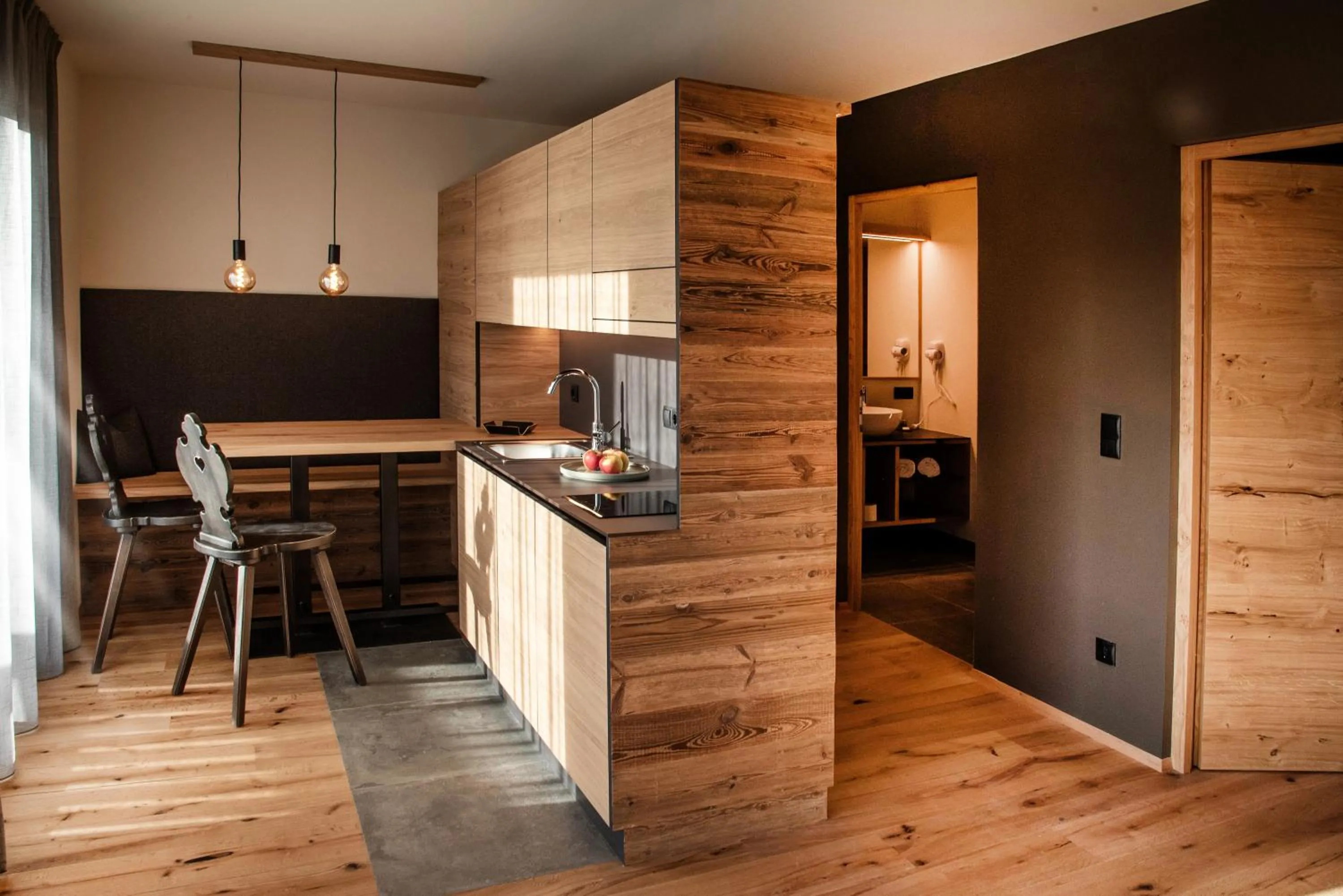 Kitchen or kitchenette in Appartement- und Wellnesshotel Winkler