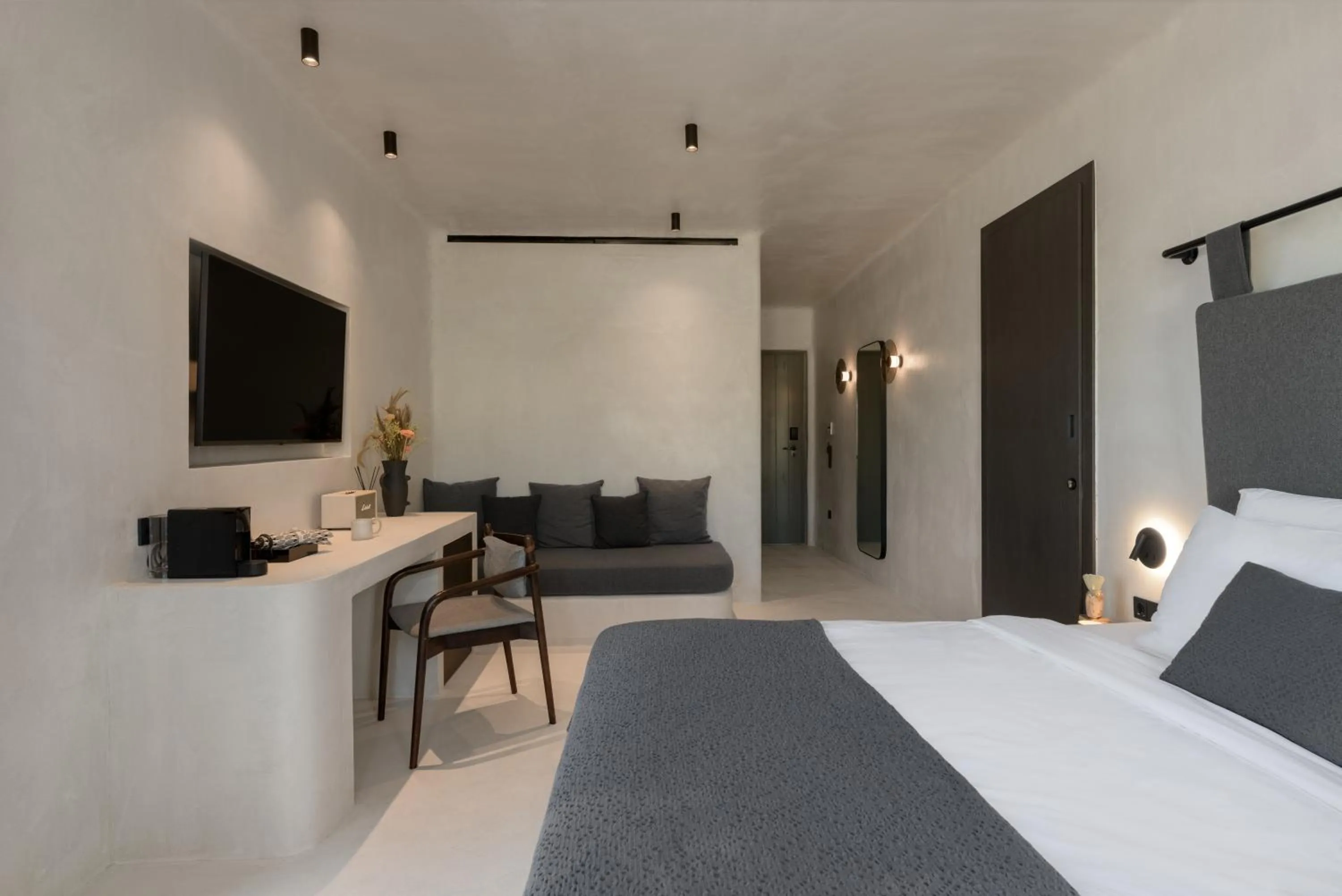 Bed in Rocabella Mykonos Hotel