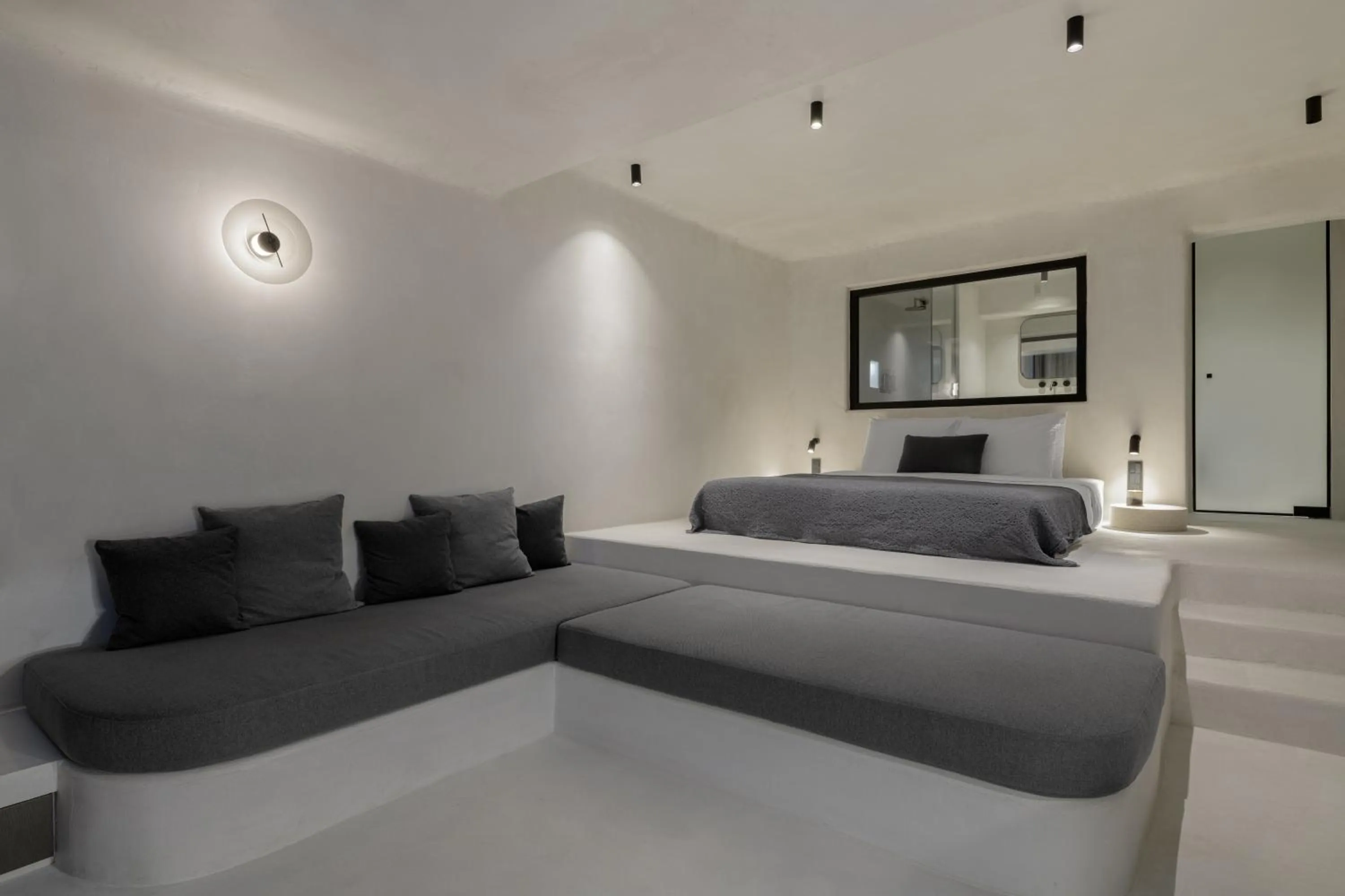 Bed in Rocabella Mykonos Hotel