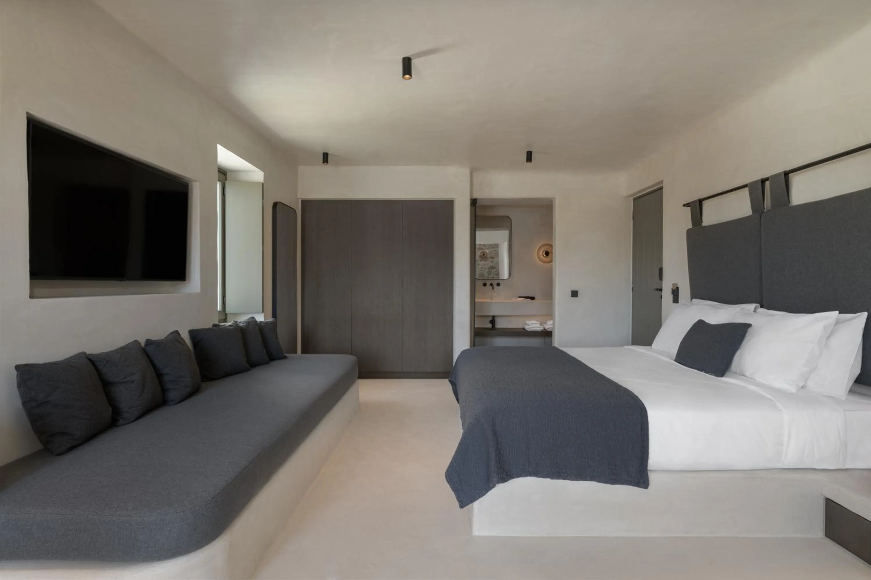 Bed in Rocabella Mykonos Hotel