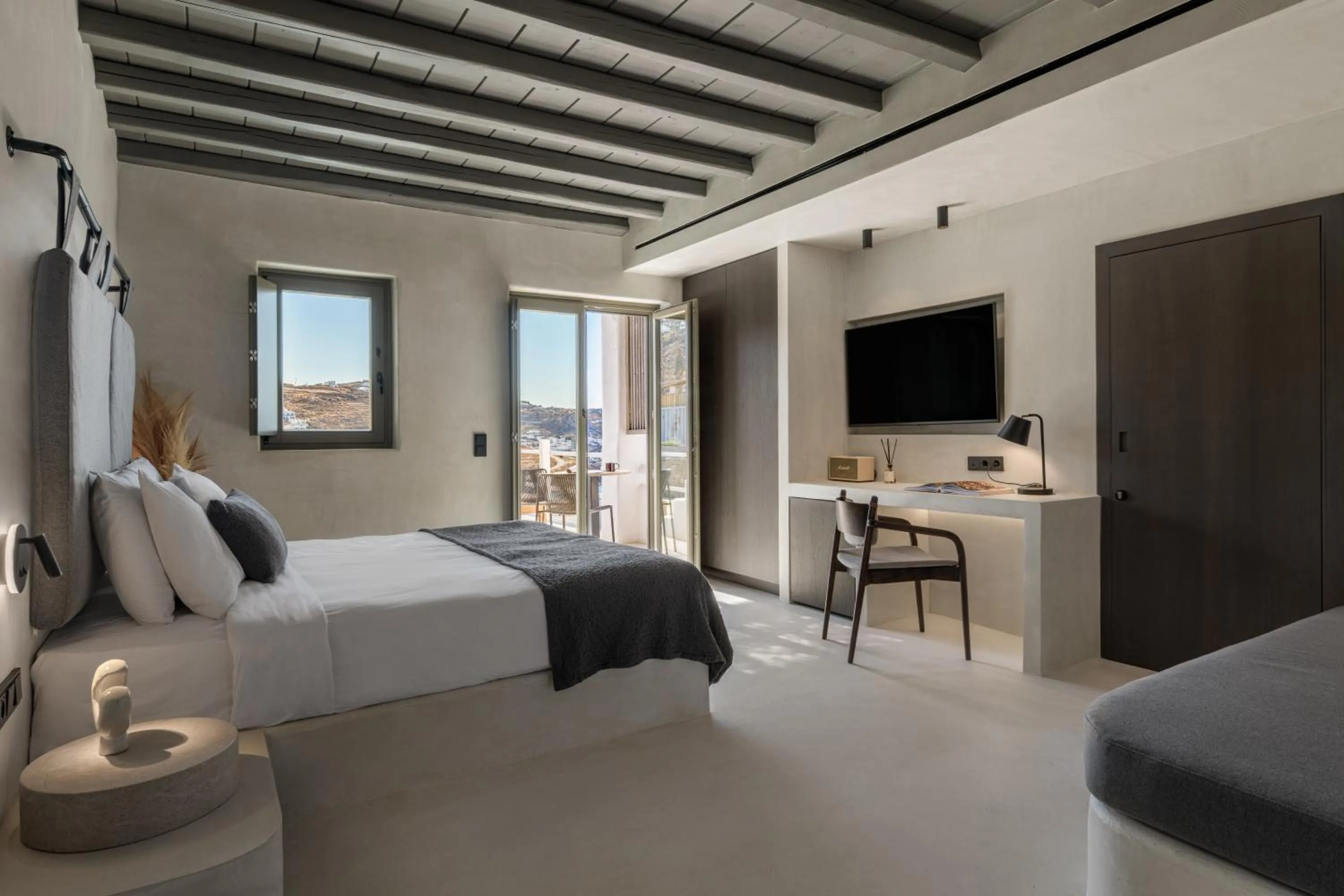 Bed in Rocabella Mykonos Hotel