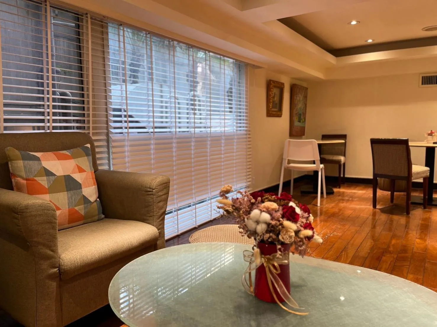 Seating area in Happiness Hotel