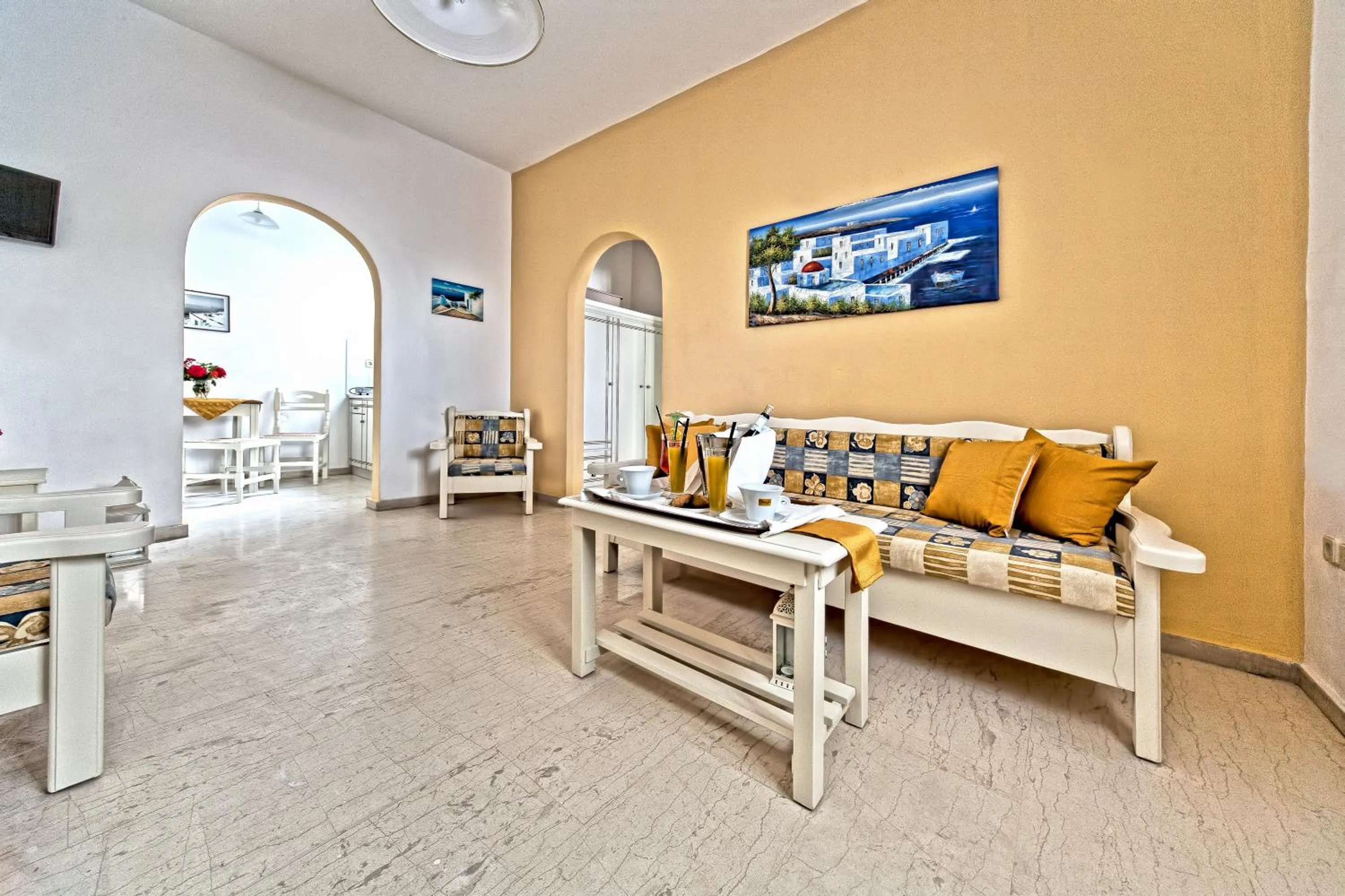 Seating area in Sellada Apartments
