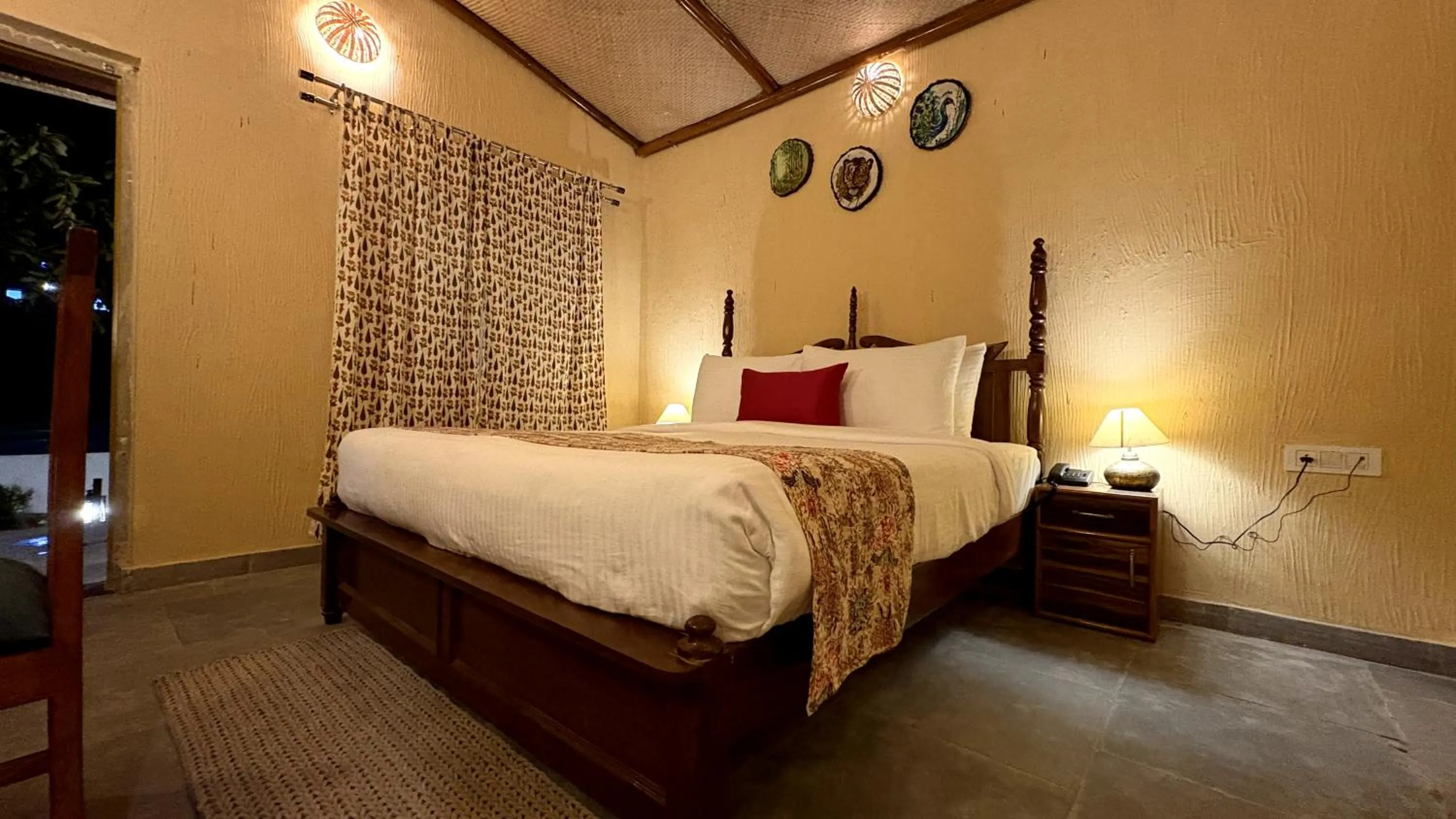 Photo of the whole room, Bed in Paridhi Niwas, Ranthambore- near Tiger Safari Zones 1-5