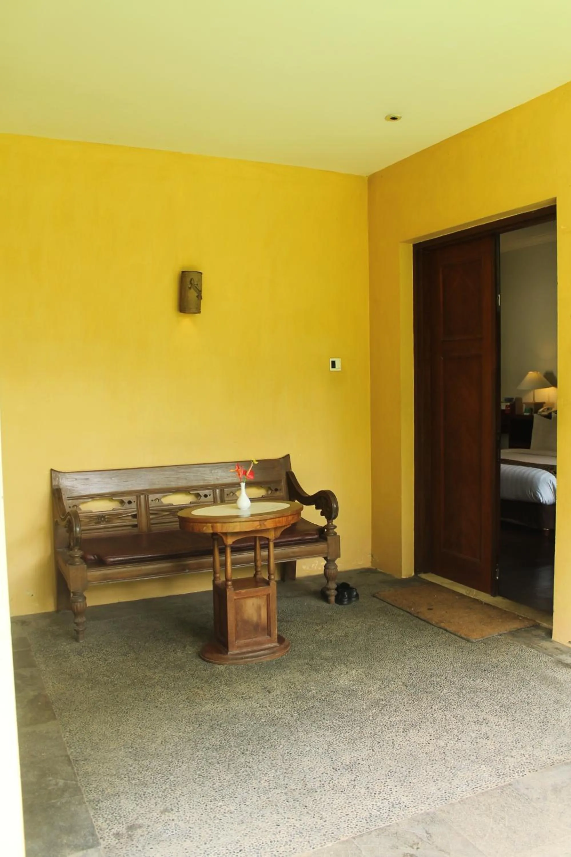 Balcony/Terrace, Bed in Laras Asri Resort & Spa