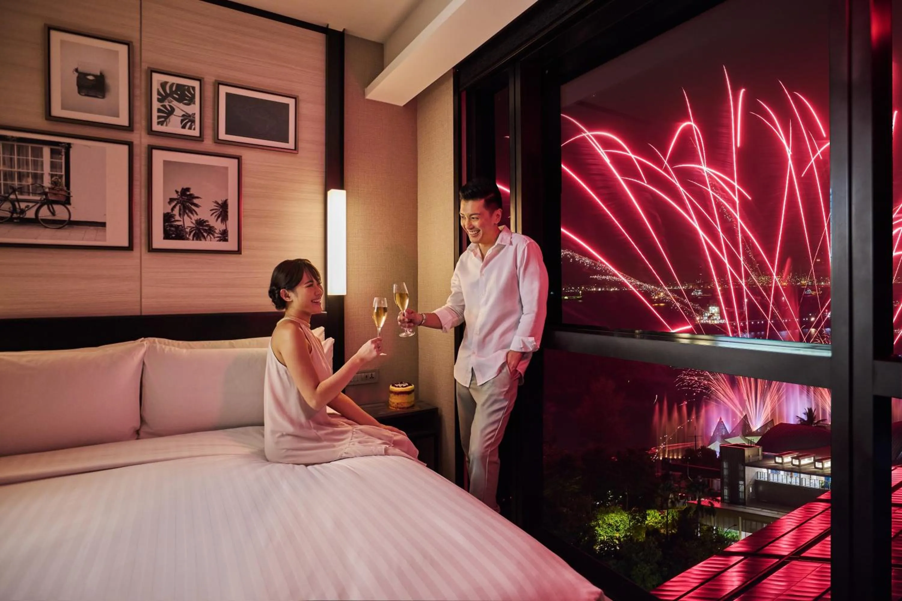 View (from property/room), Bed in The Outpost Hotel Sentosa by Far East Hospitality