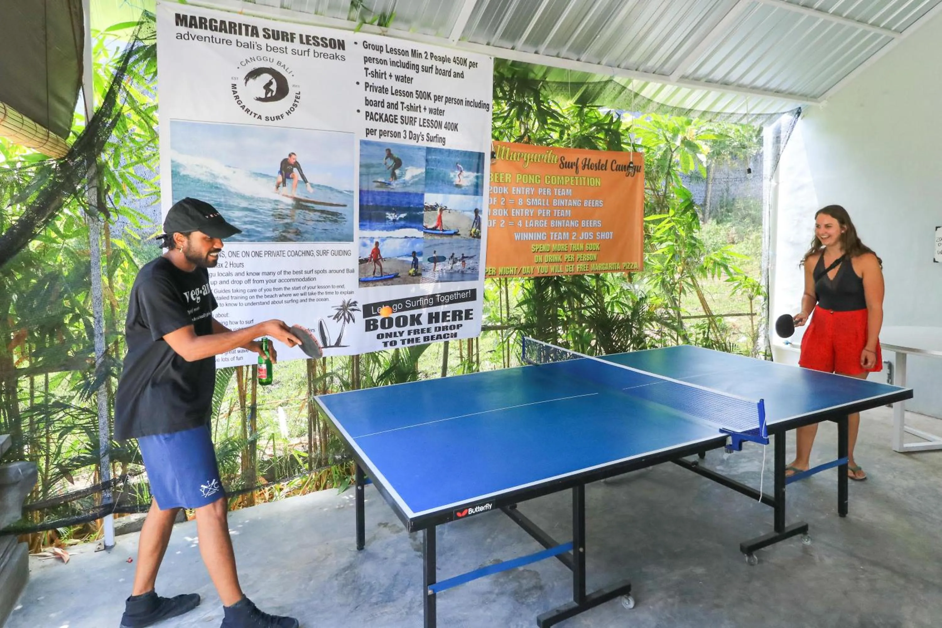 Table tennis in Margarita Surf Hostel Canggu
