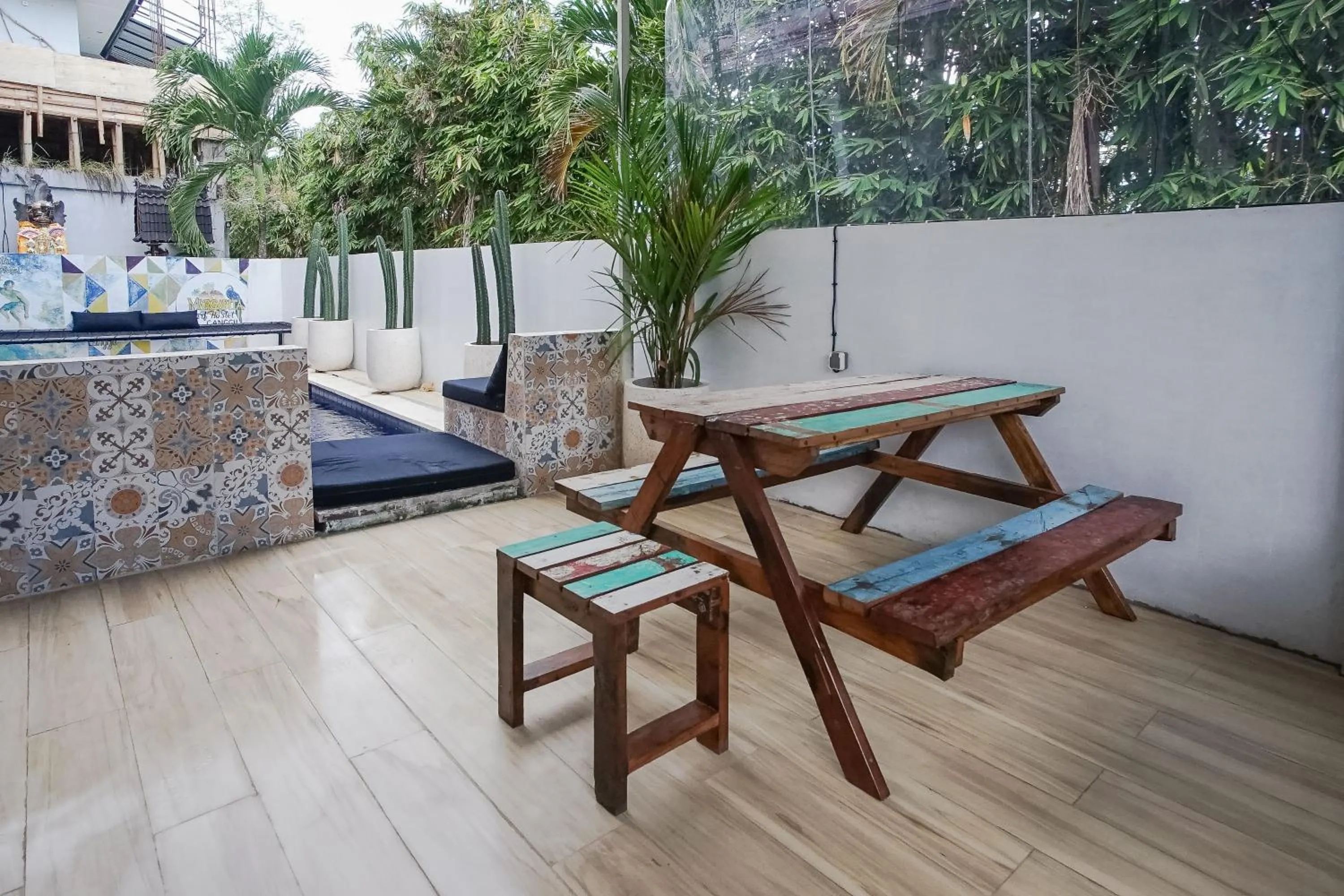 Seating area in Margarita Surf Hostel Canggu