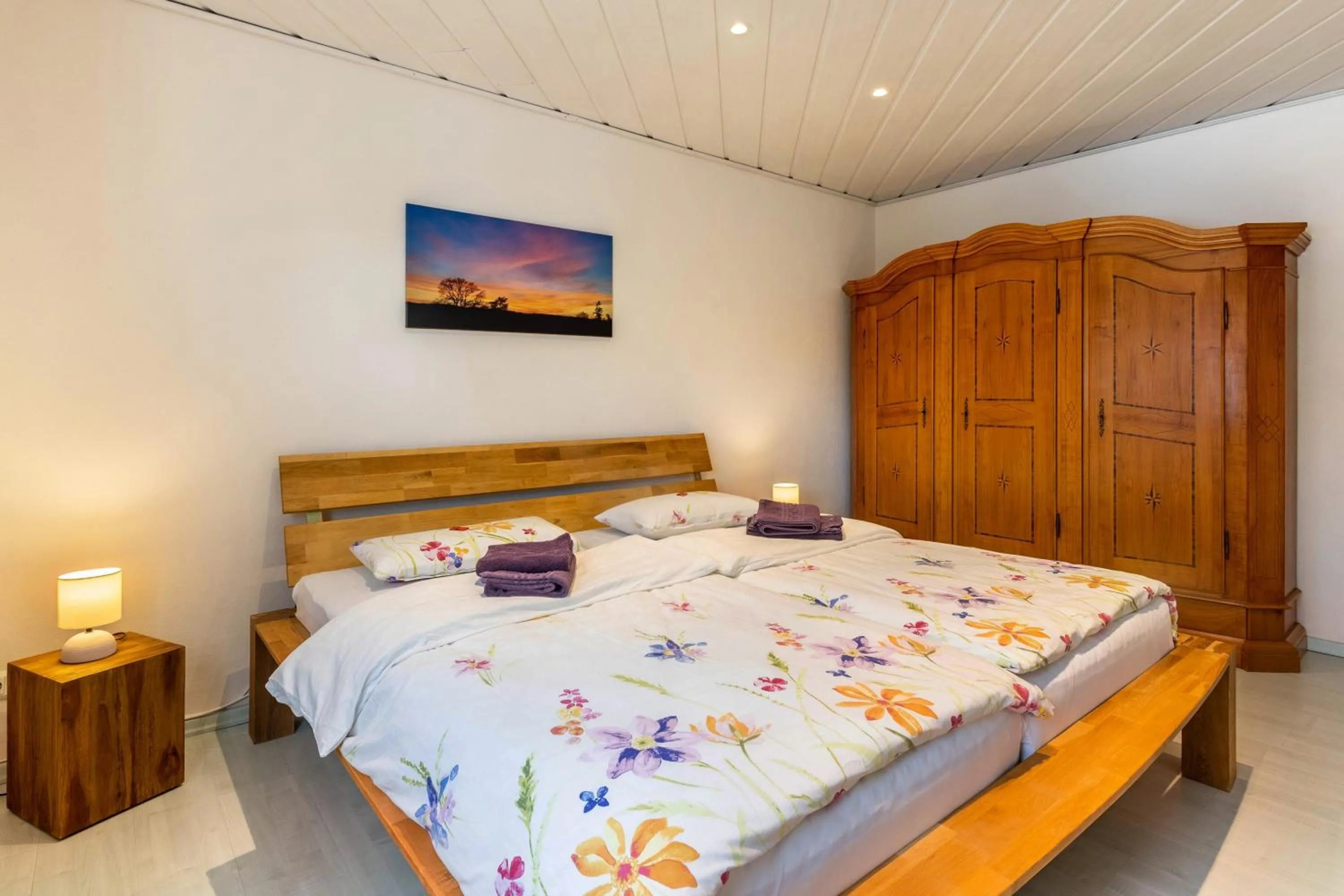 Living room, Bed in Ferienwohnung Landblick