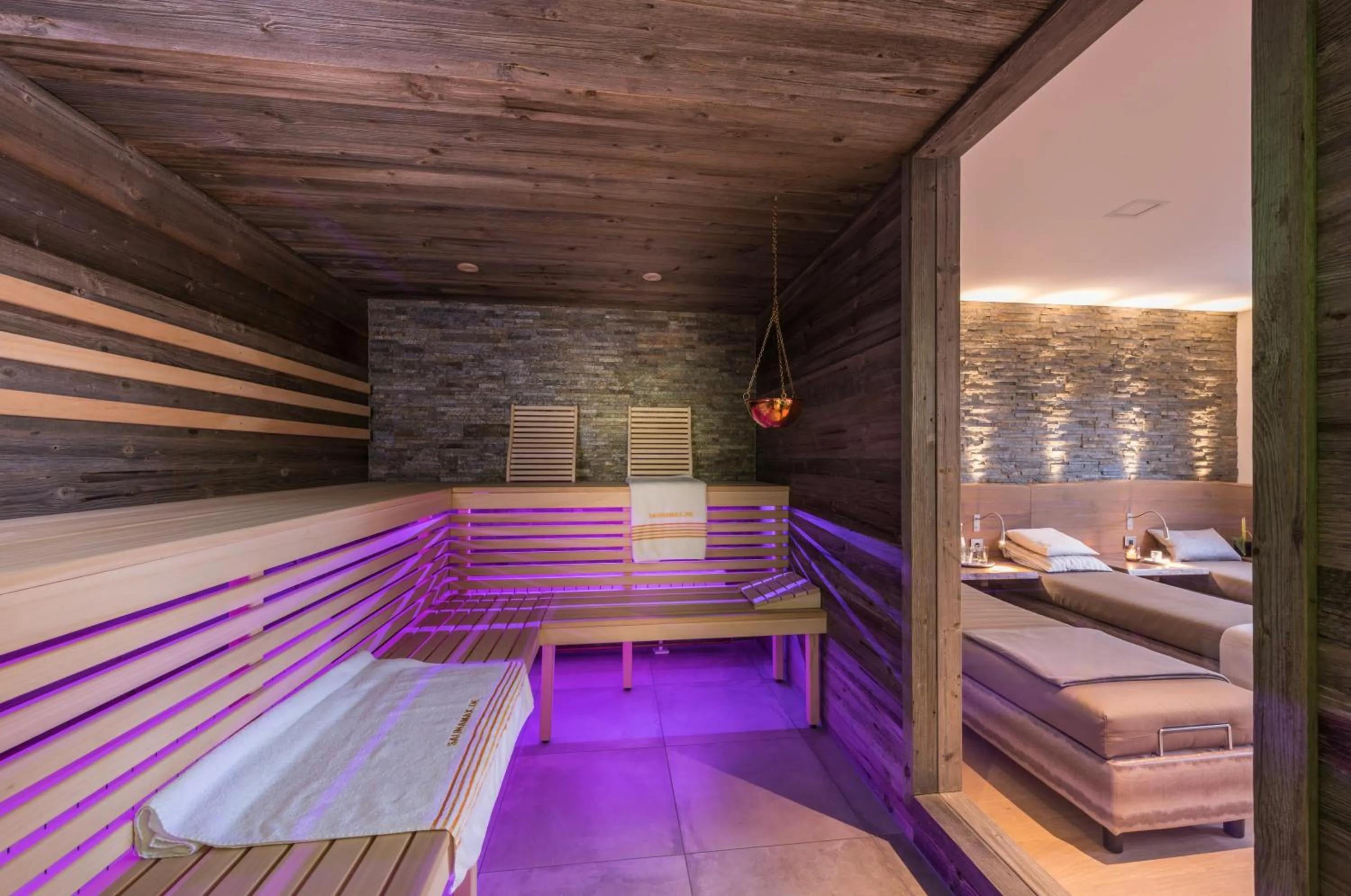 Sauna, Bed in Hotel Monika