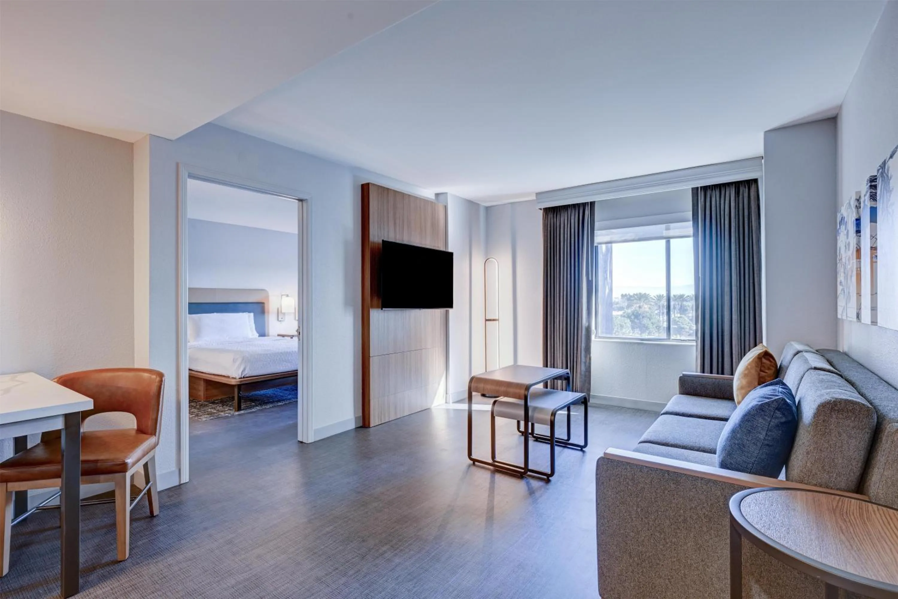 Living room, Bed in Homewood Suites by Hilton-Anaheim