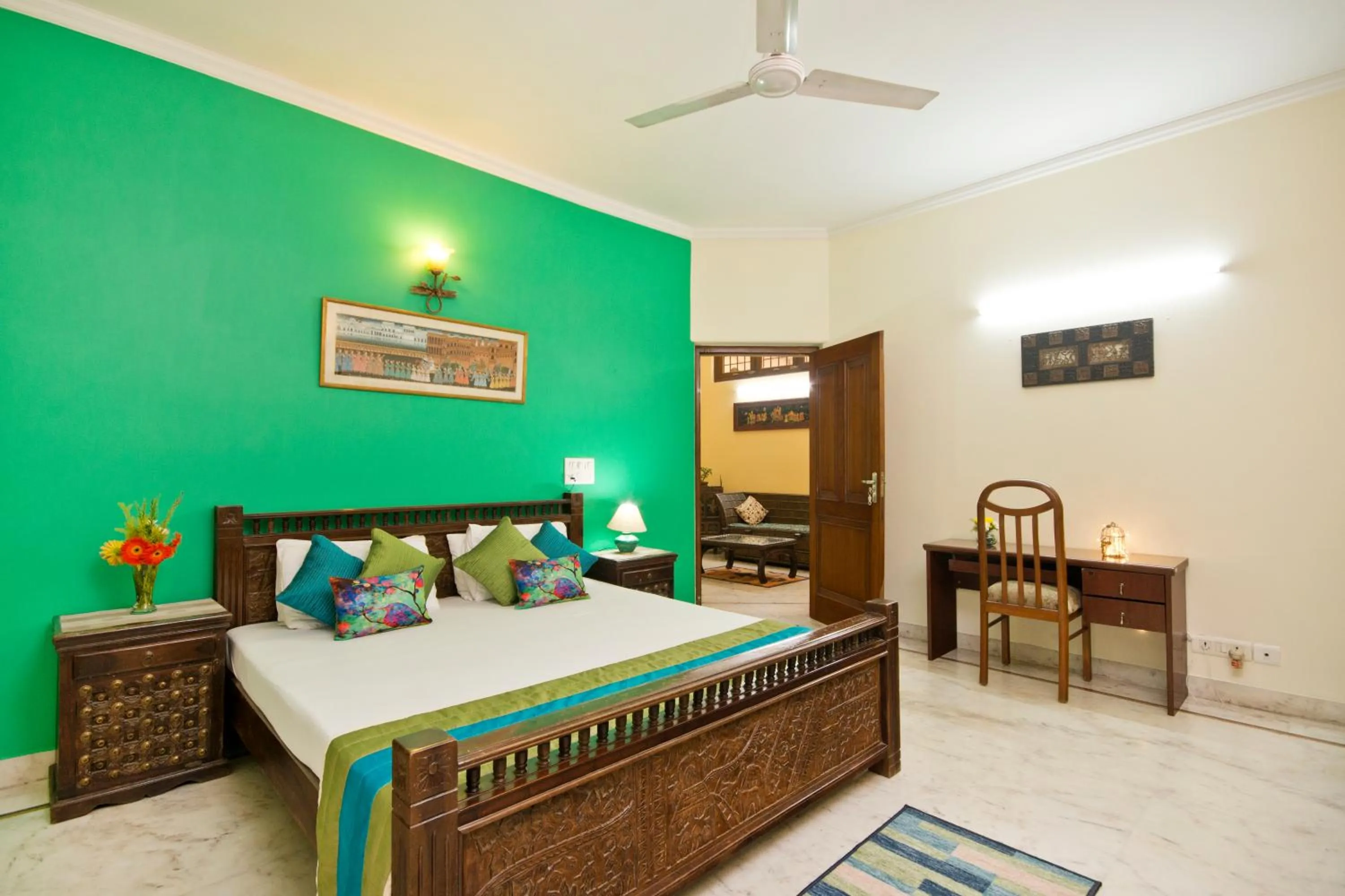 Bed in Prakash Kutir B&B