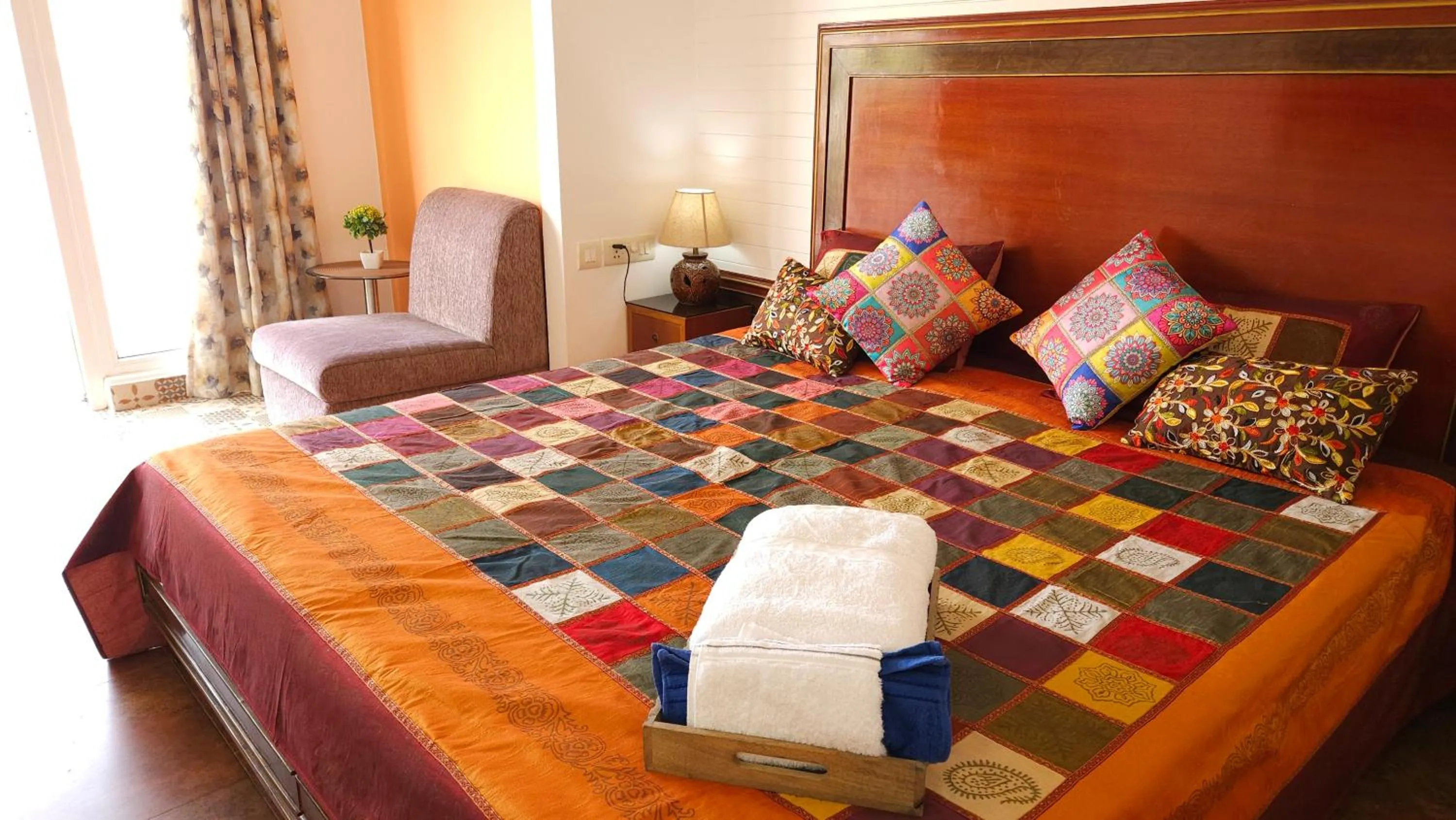 Bed in Prakash Kutir B&B