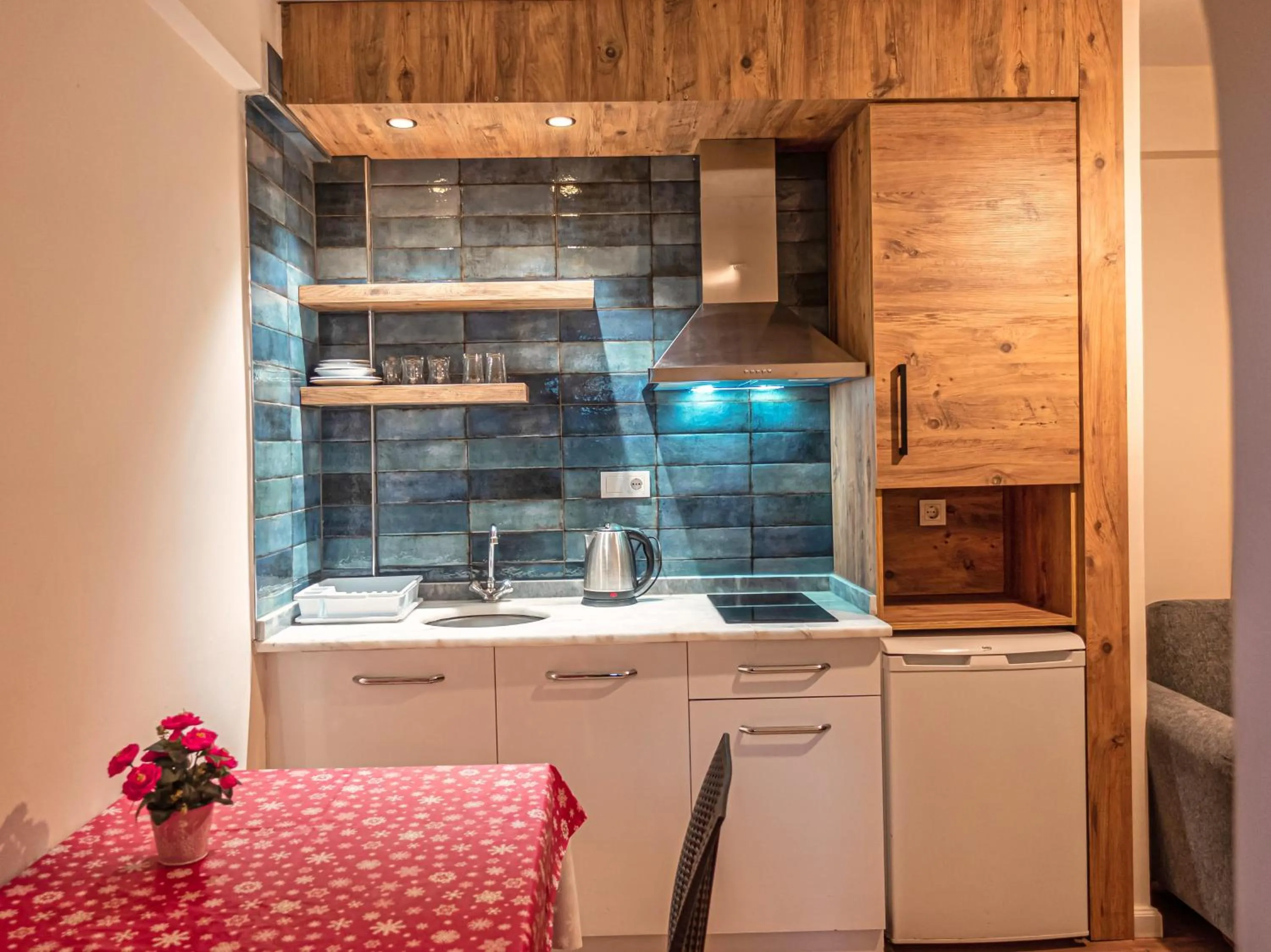 Kitchen or kitchenette in Bella Rose Apart Hotel, Alanya