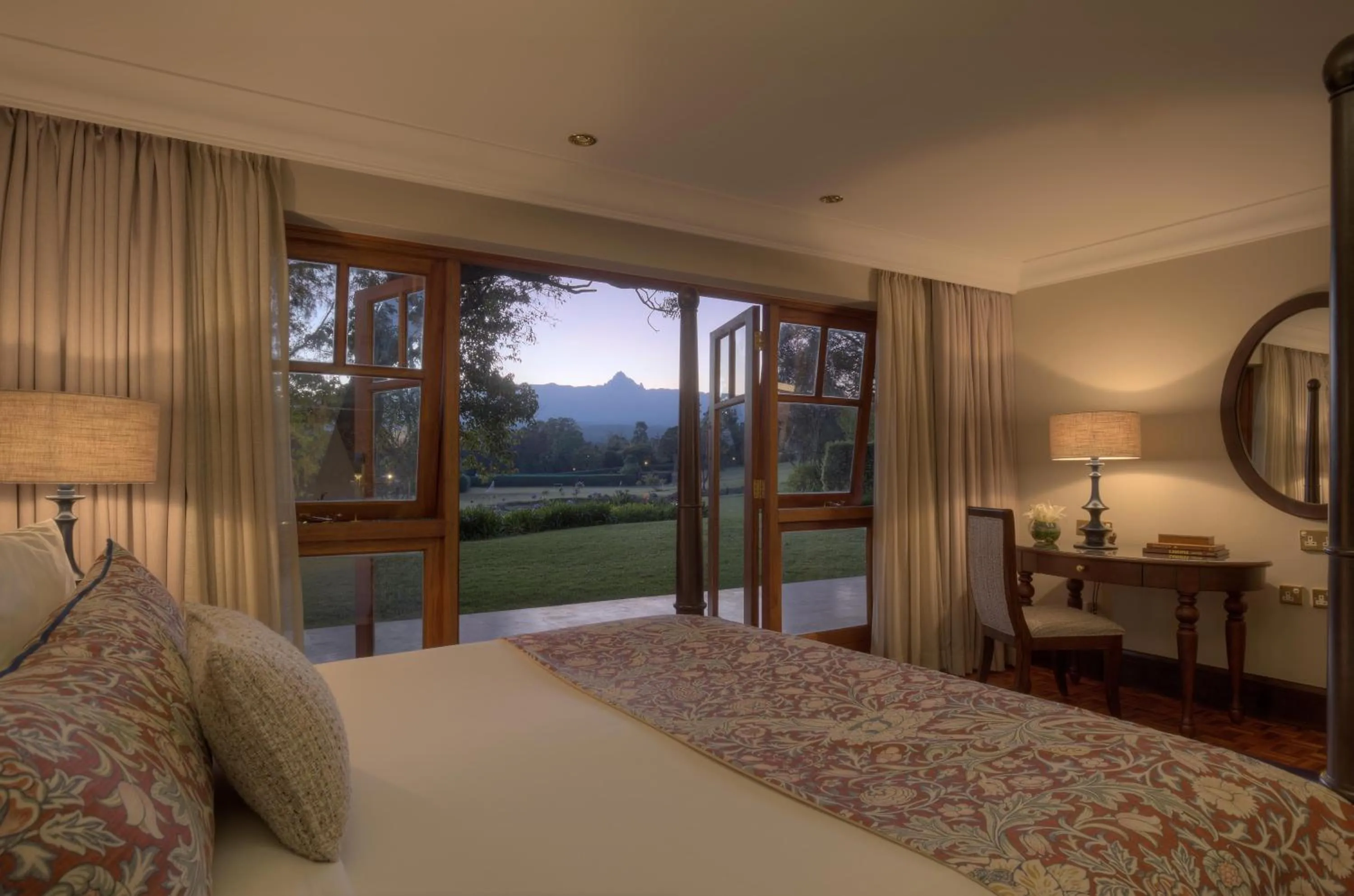 View (from property/room), Bed in Fairmont Mount Kenya Safari Club