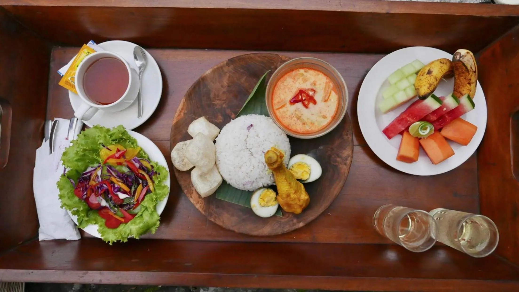 Asian breakfast in Ayom Java Village Solo