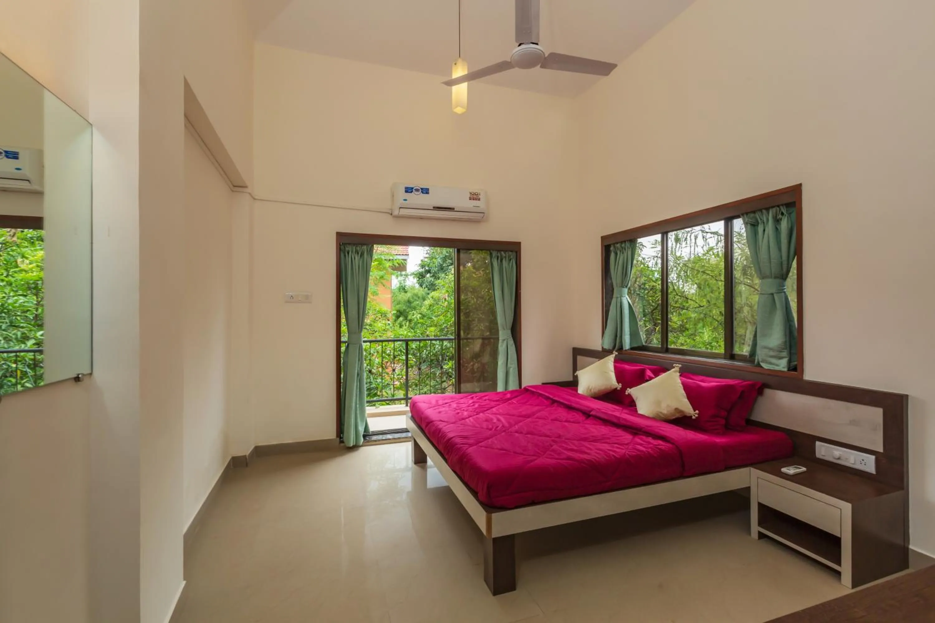 Bed in SaffronStays Ekaant- 3BR pet-friendly pool villa with lawn, games & river walk in gated community near Mumbai