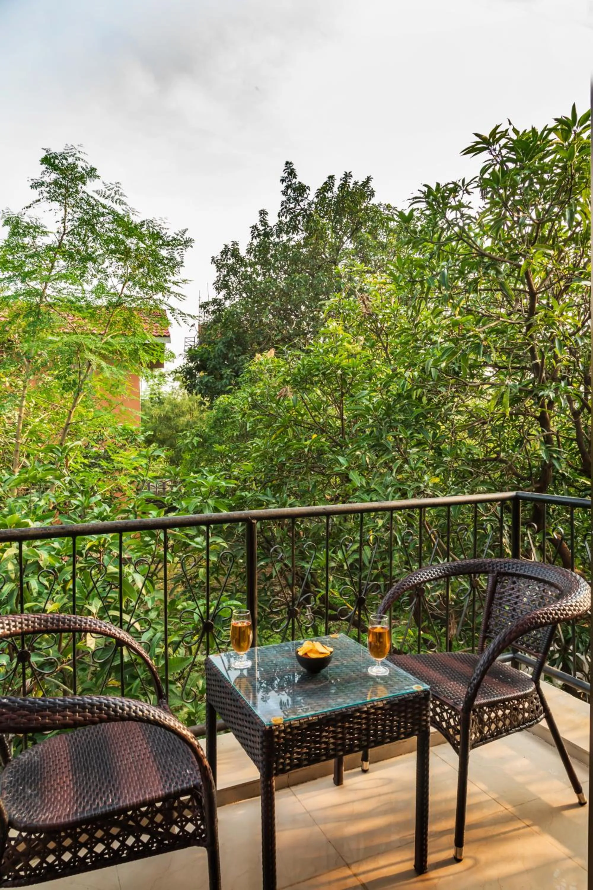 Balcony/Terrace in SaffronStays Ekaant- 3BR pet-friendly pool villa with lawn, games & river walk in gated community near Mumbai