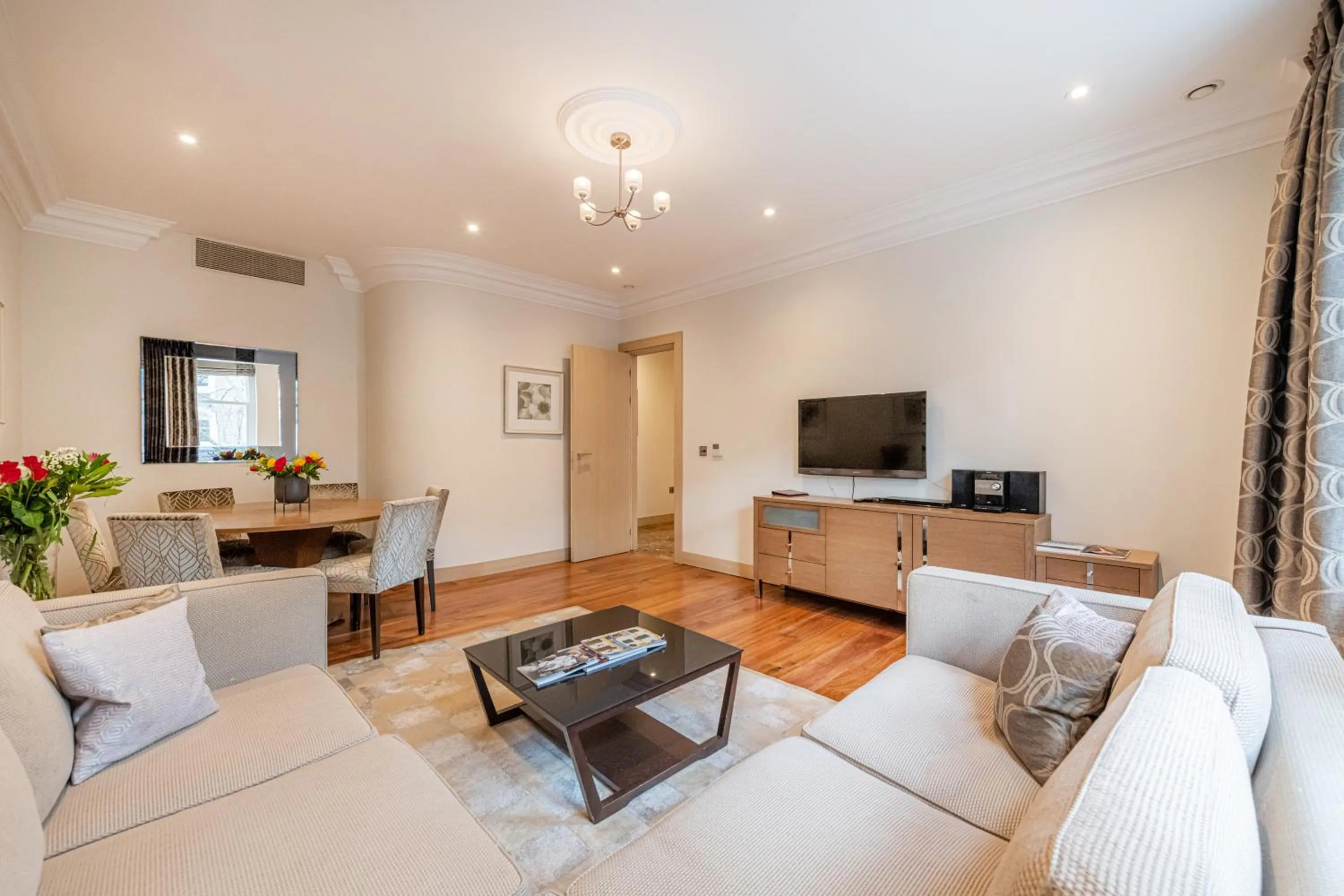 Seating area in Claverley Court Apartments Knightsbridge