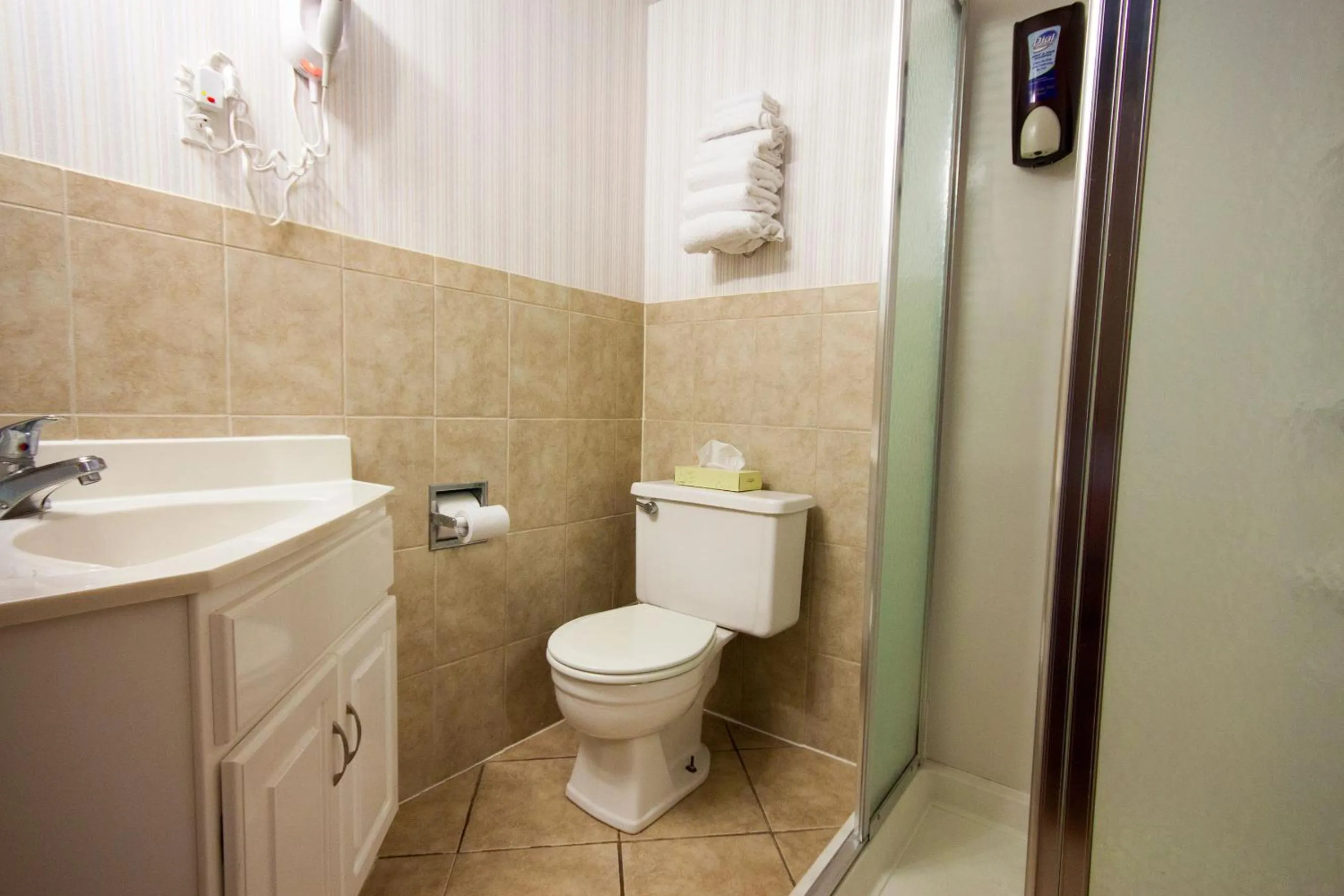 Shower in Harrison Hall Hotel