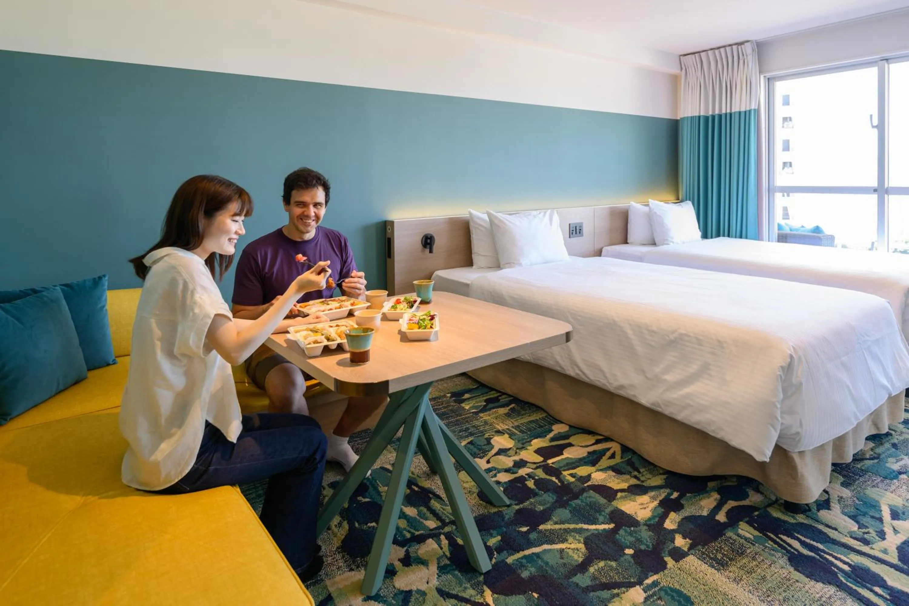 Breakfast, Bed in TWIN LINE HOTEL YANBARU OKINAWA JAPAN Formerly Okinawa Suncoast Hotel