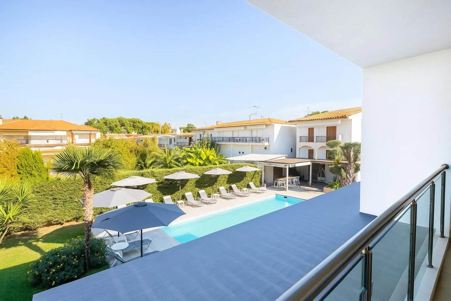Pool view in EllinFos Apartments