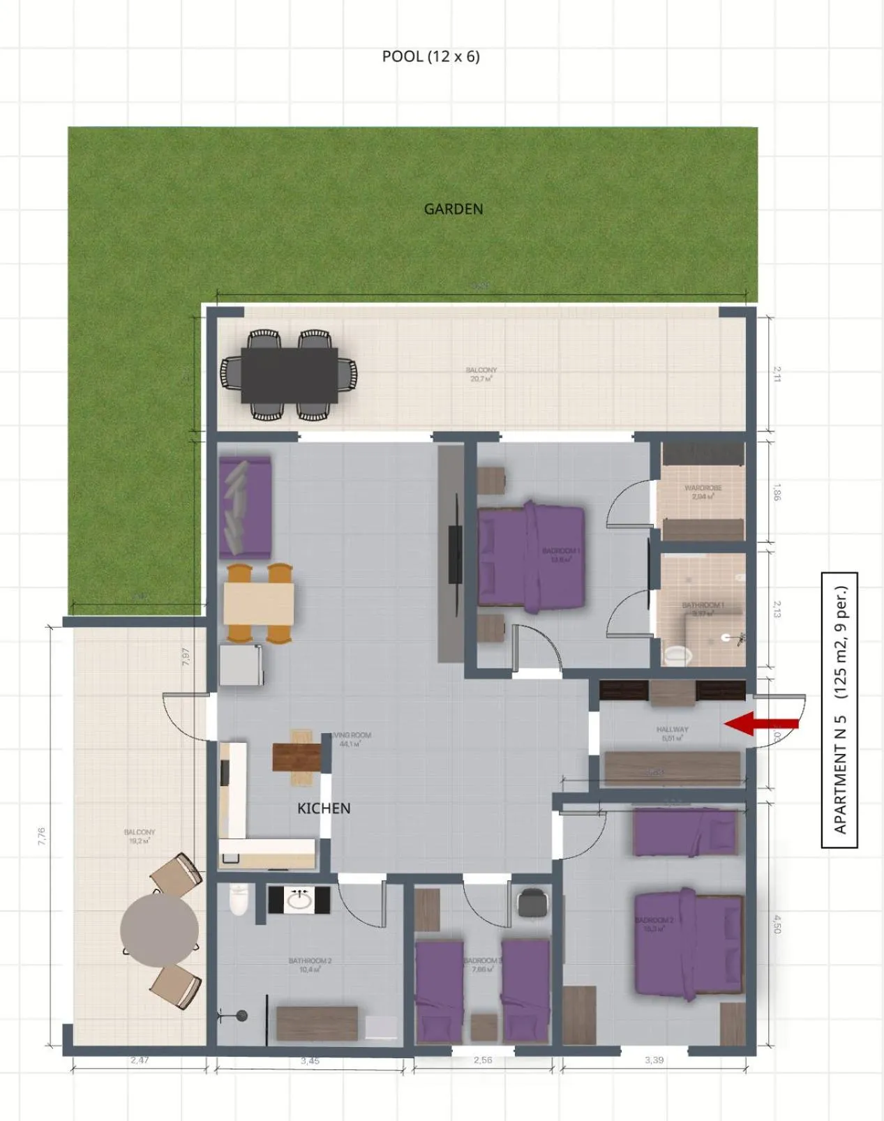 Floor plan in EllinFos Apartments