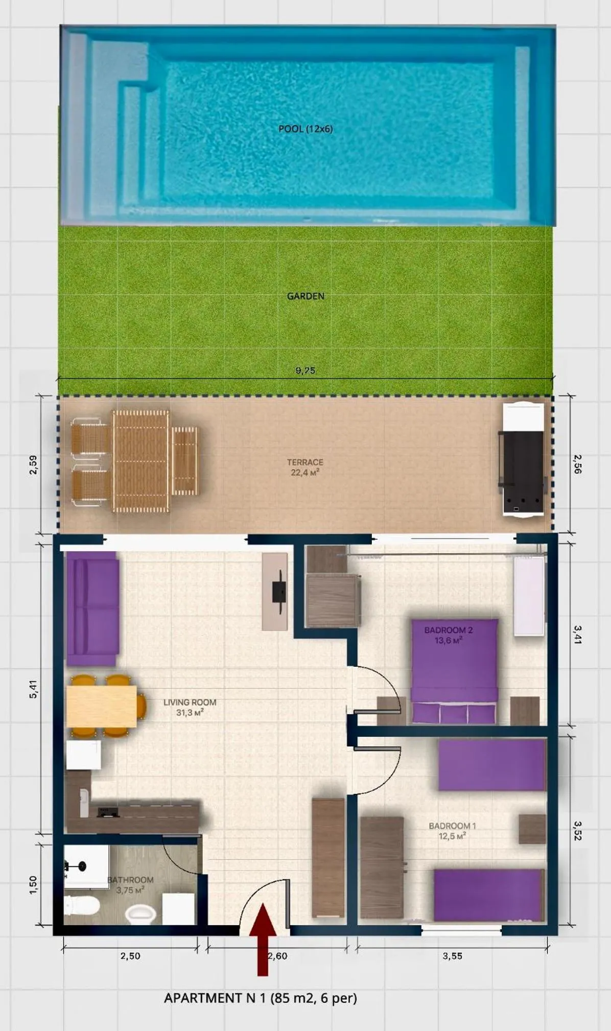 Floor plan in EllinFos Apartments