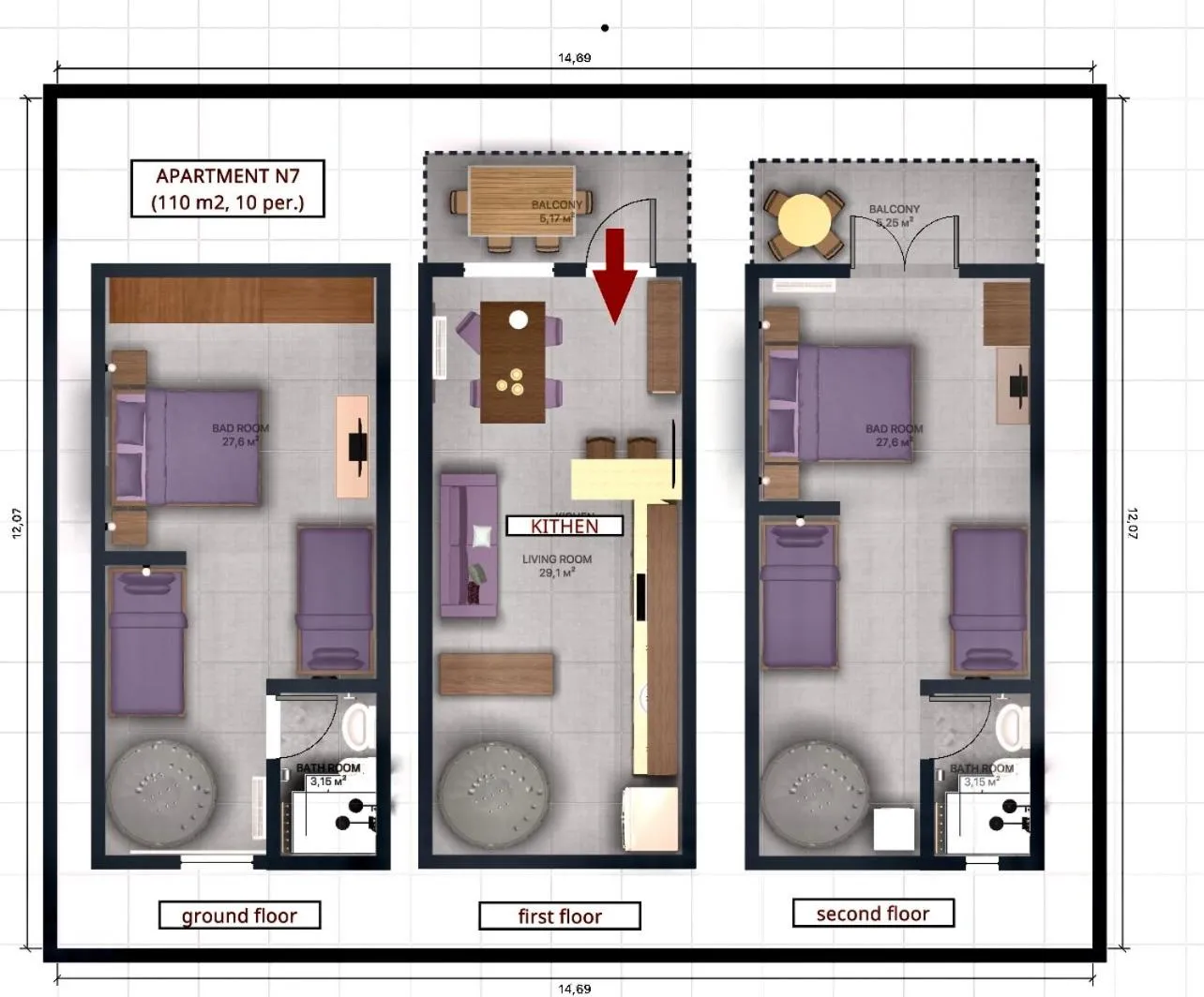 Floor plan in EllinFos Apartments