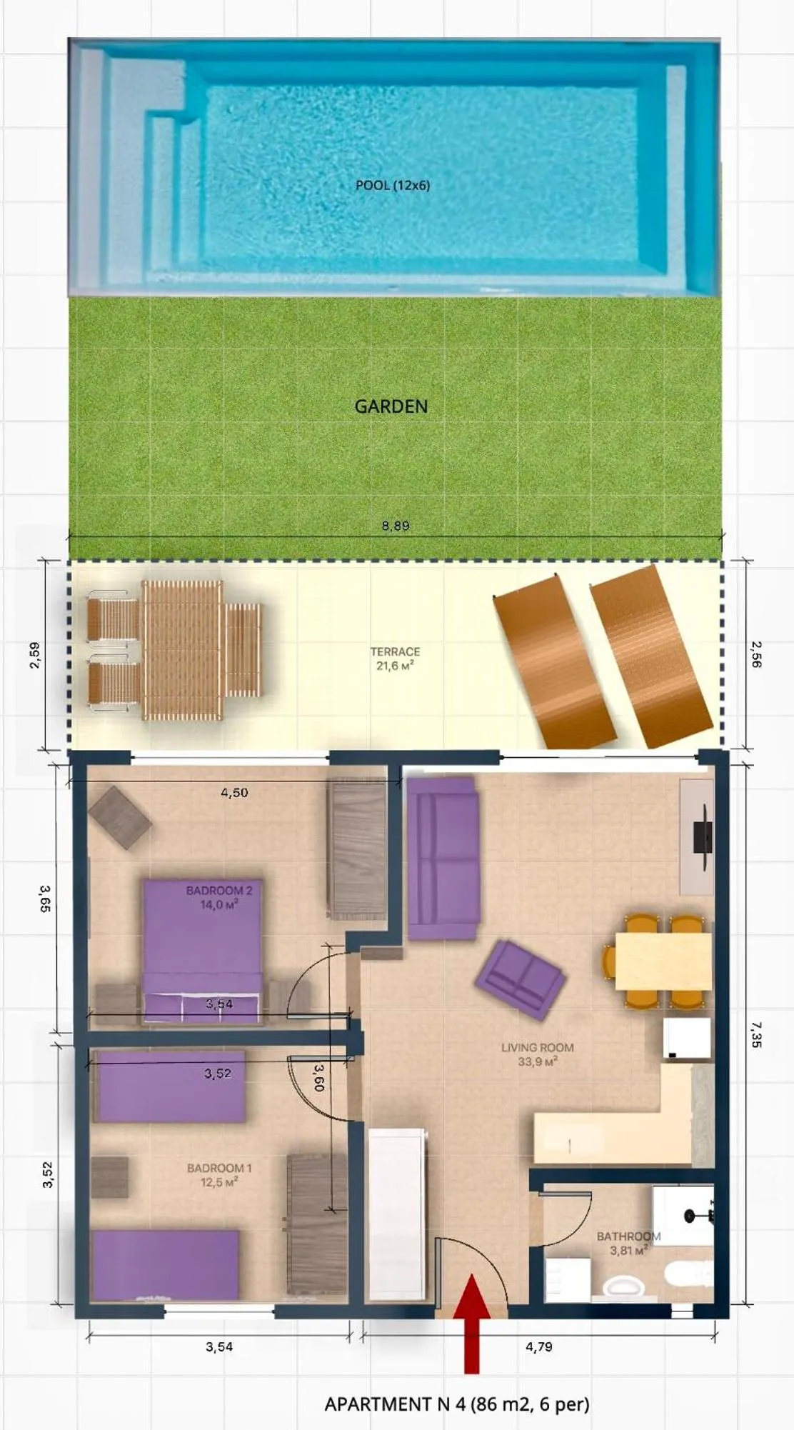 Floor plan in EllinFos Apartments