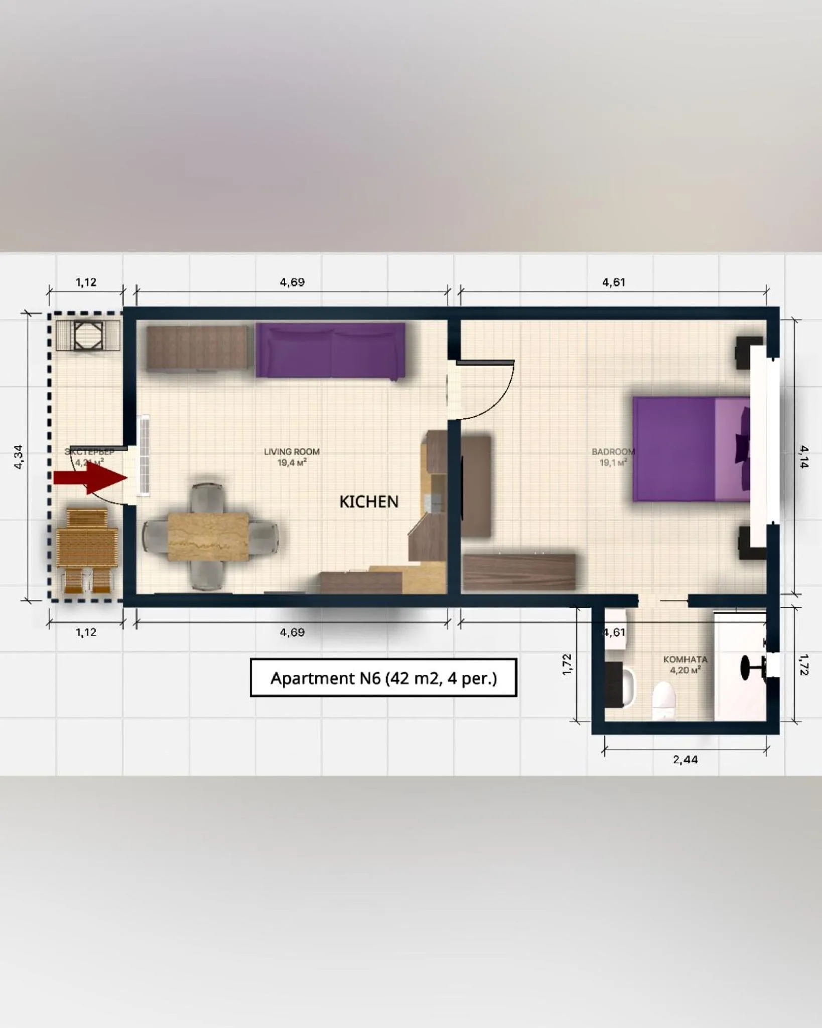 Floor plan in EllinFos Apartments