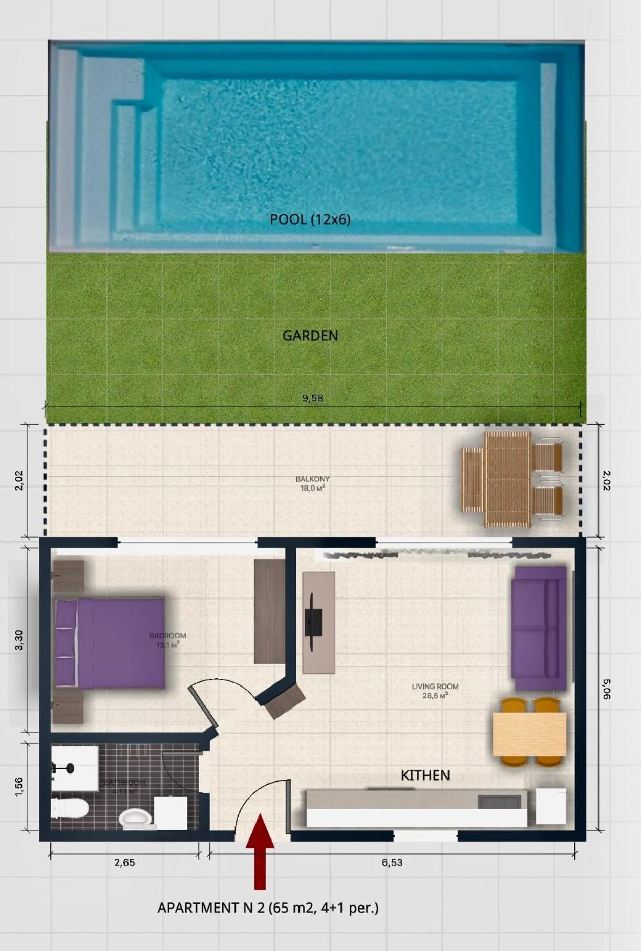 Floor plan in EllinFos Apartments
