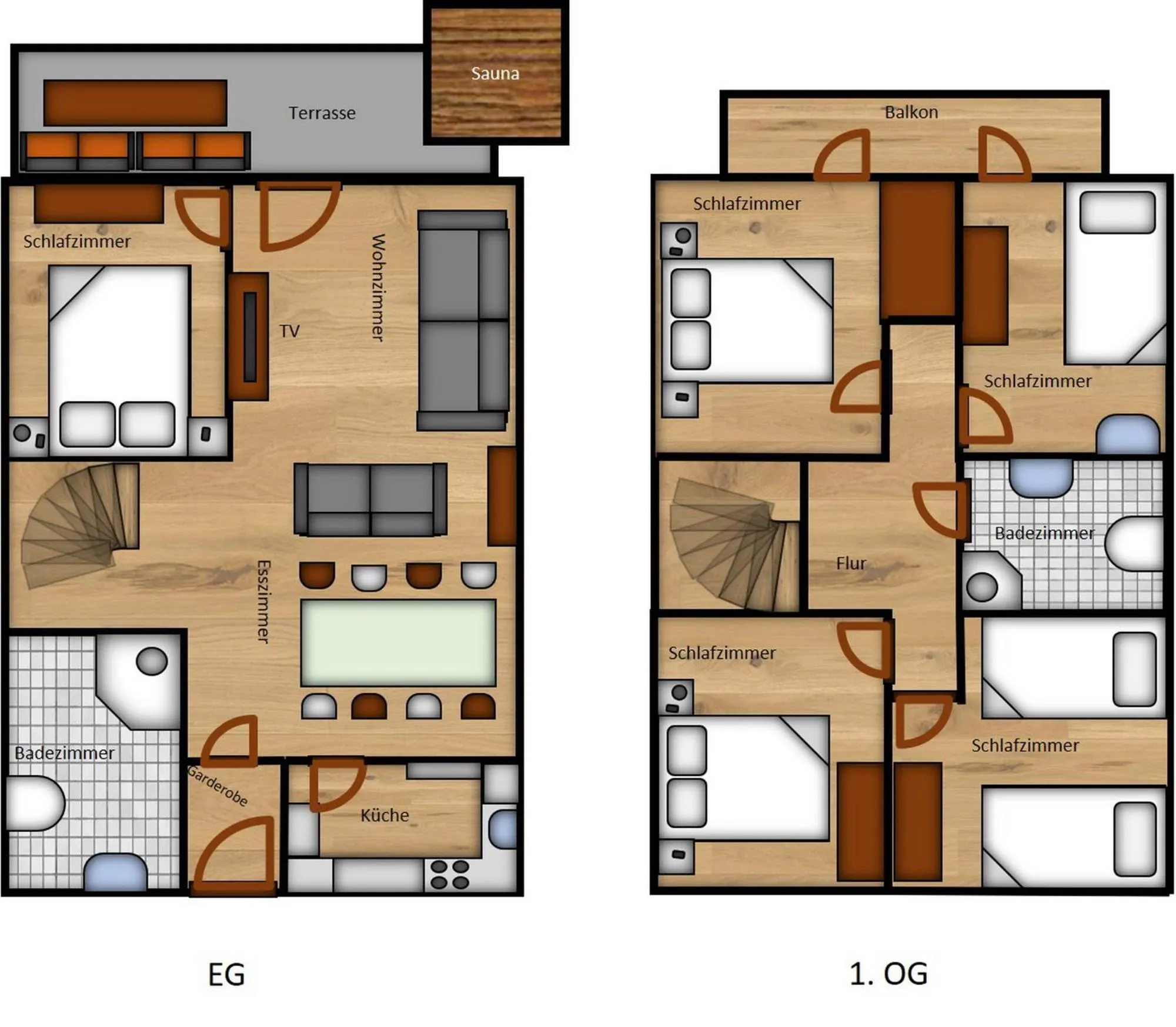 Floor plan in Seepark Kirchheim Ferienhaus bei Diane mit Sauna