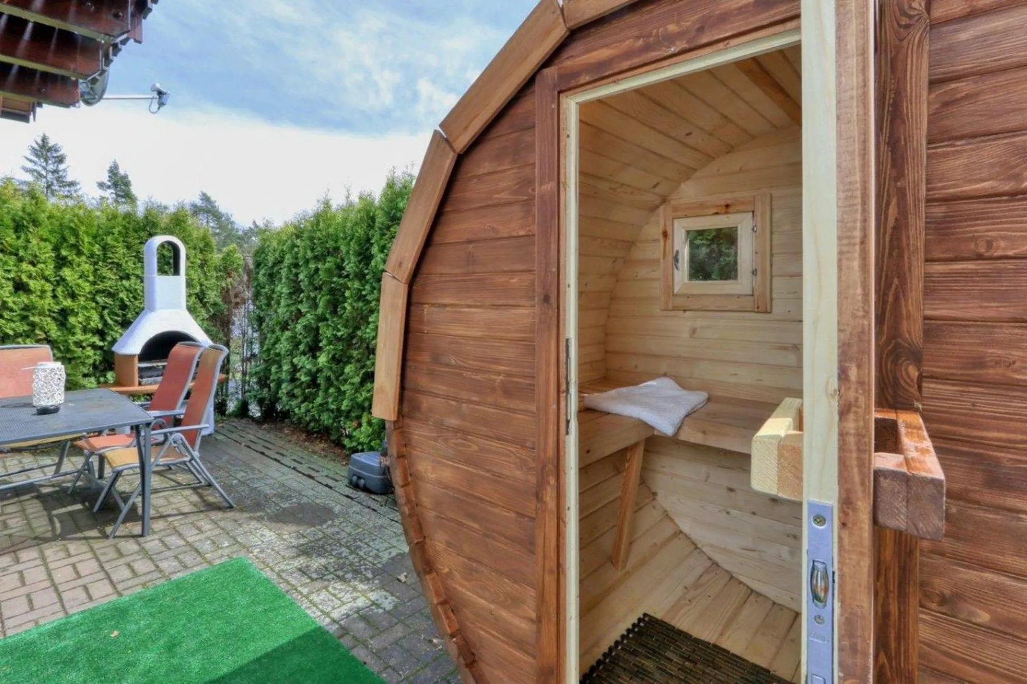 BBQ facilities in Seepark Kirchheim Ferienhaus bei Diane mit Sauna