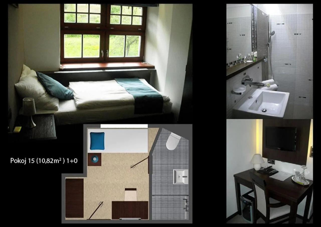 Bathroom, Bed in Hotel Slunný Dvůr