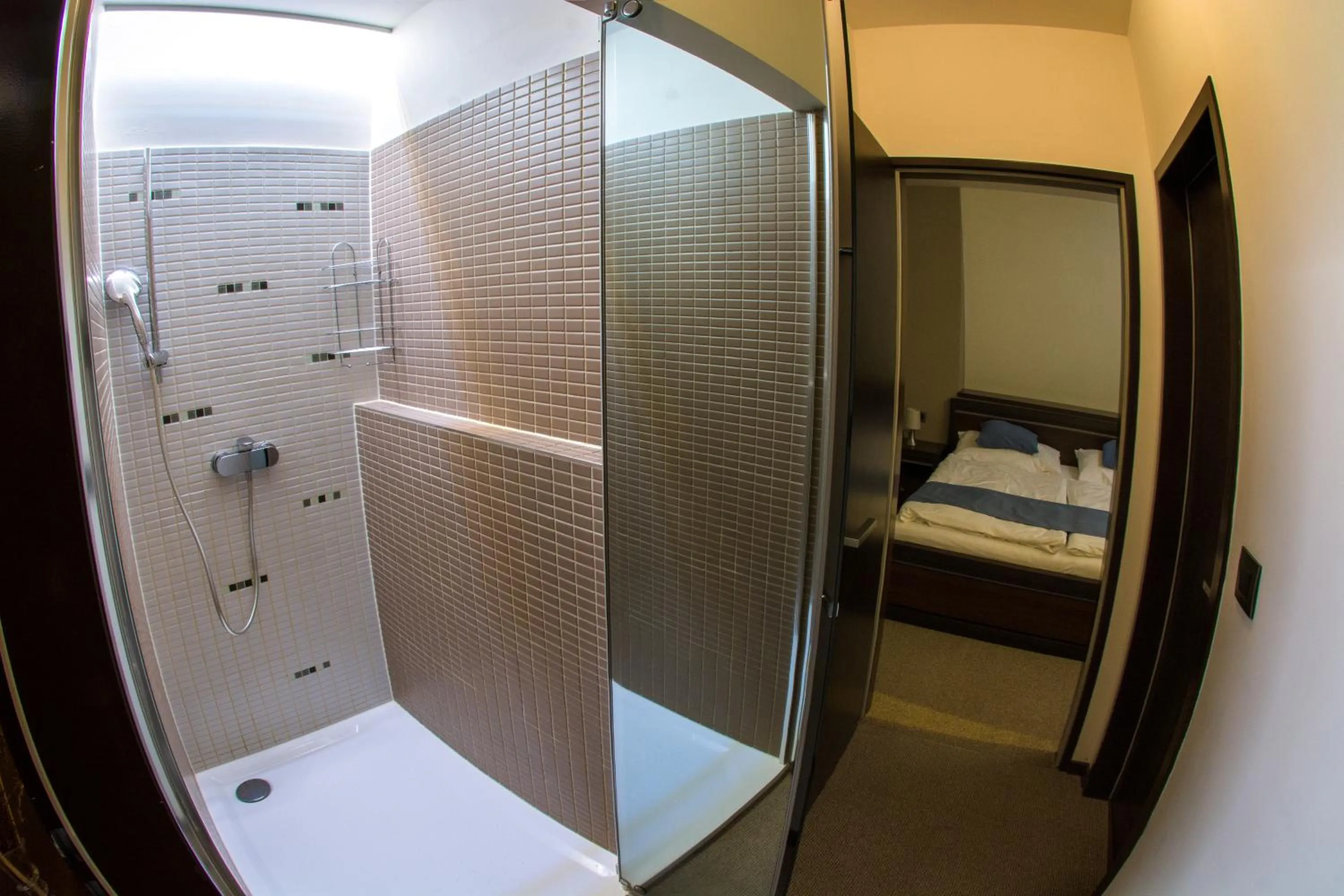 Bathroom, Bed in Hotel Slunný Dvůr