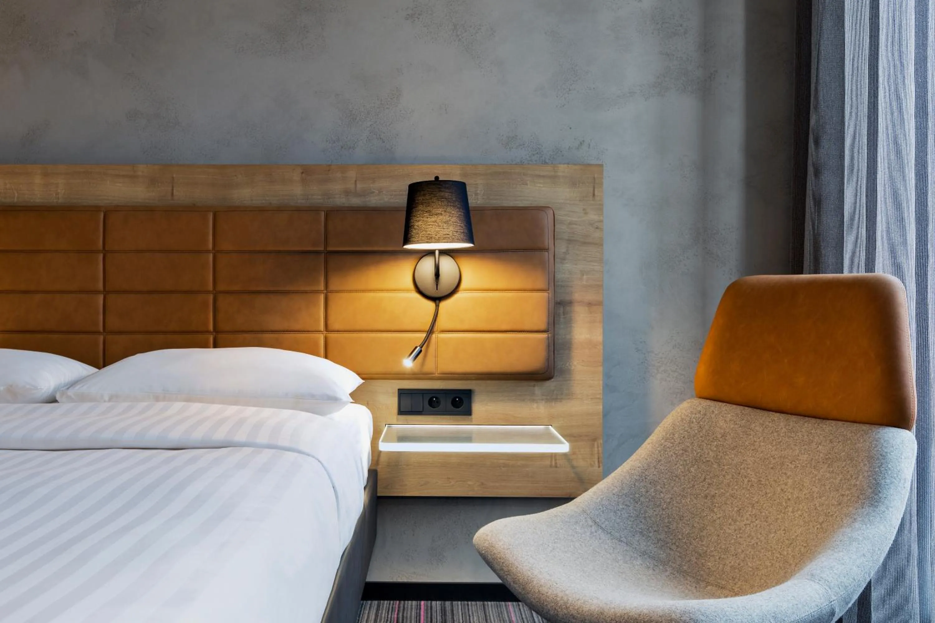 Bed in Moxy Warsaw Praga
