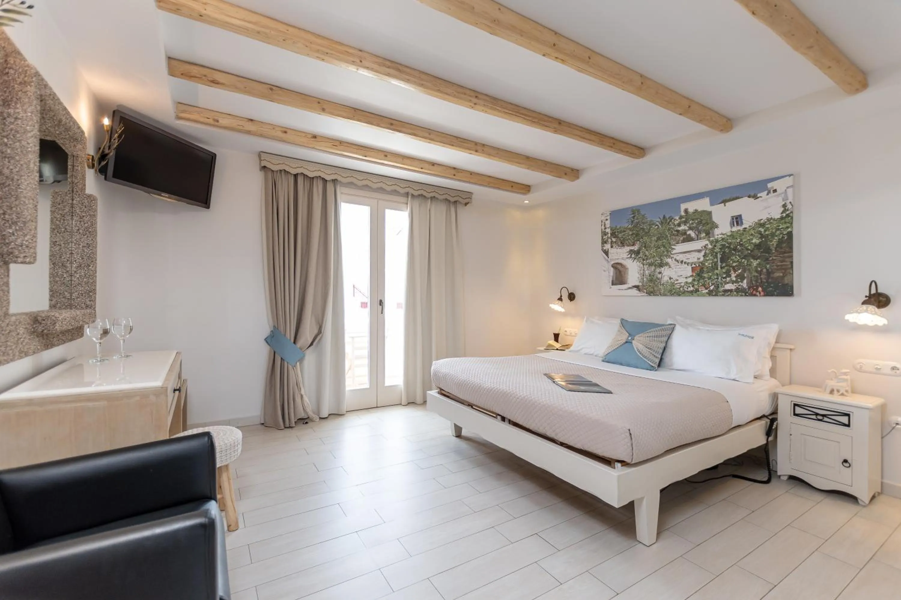 Bedroom, Bed in Naxos Island Hotel