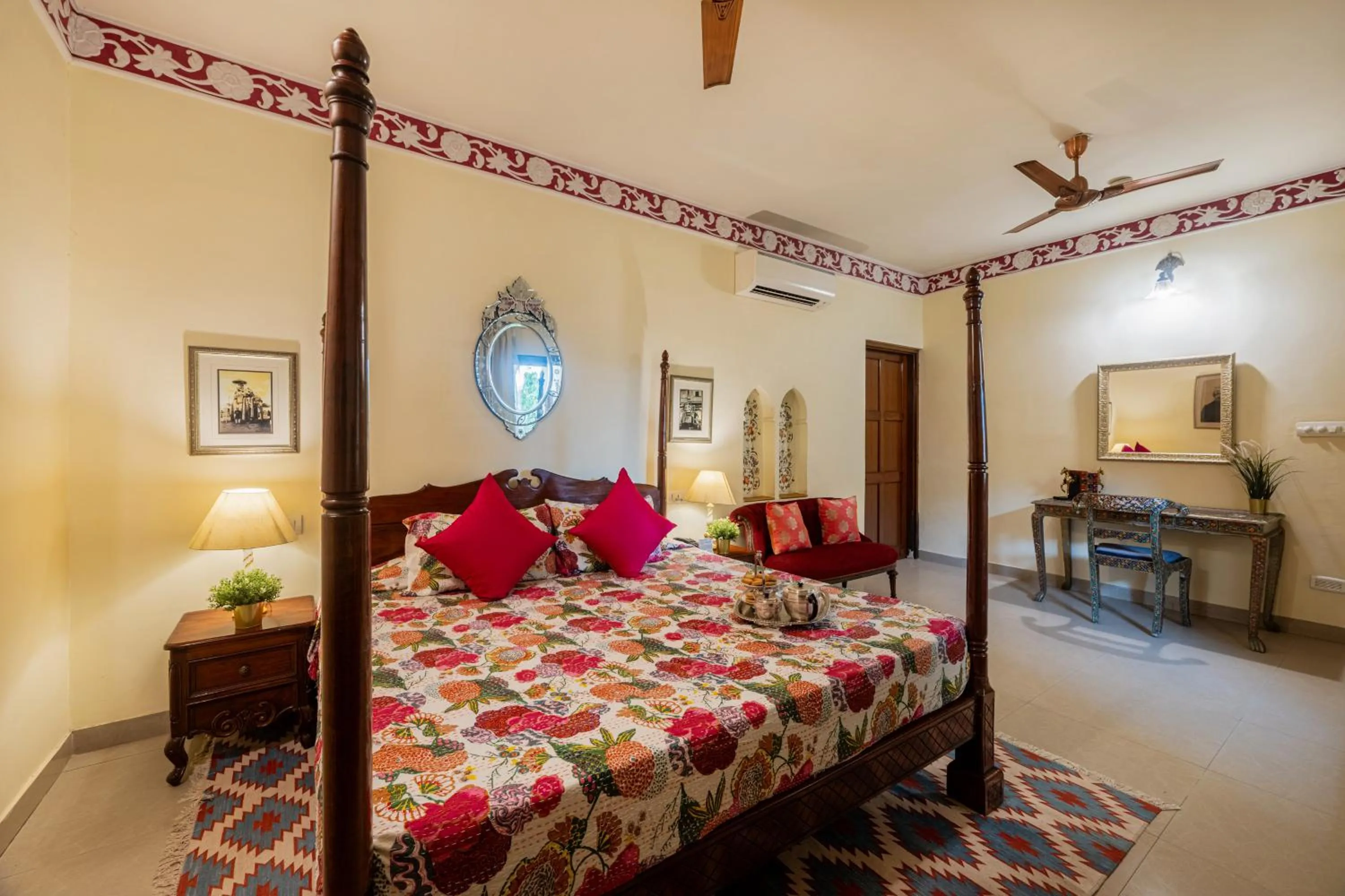 Decorative detail, Bed in Dera Rawatsar - Heritage Hotel