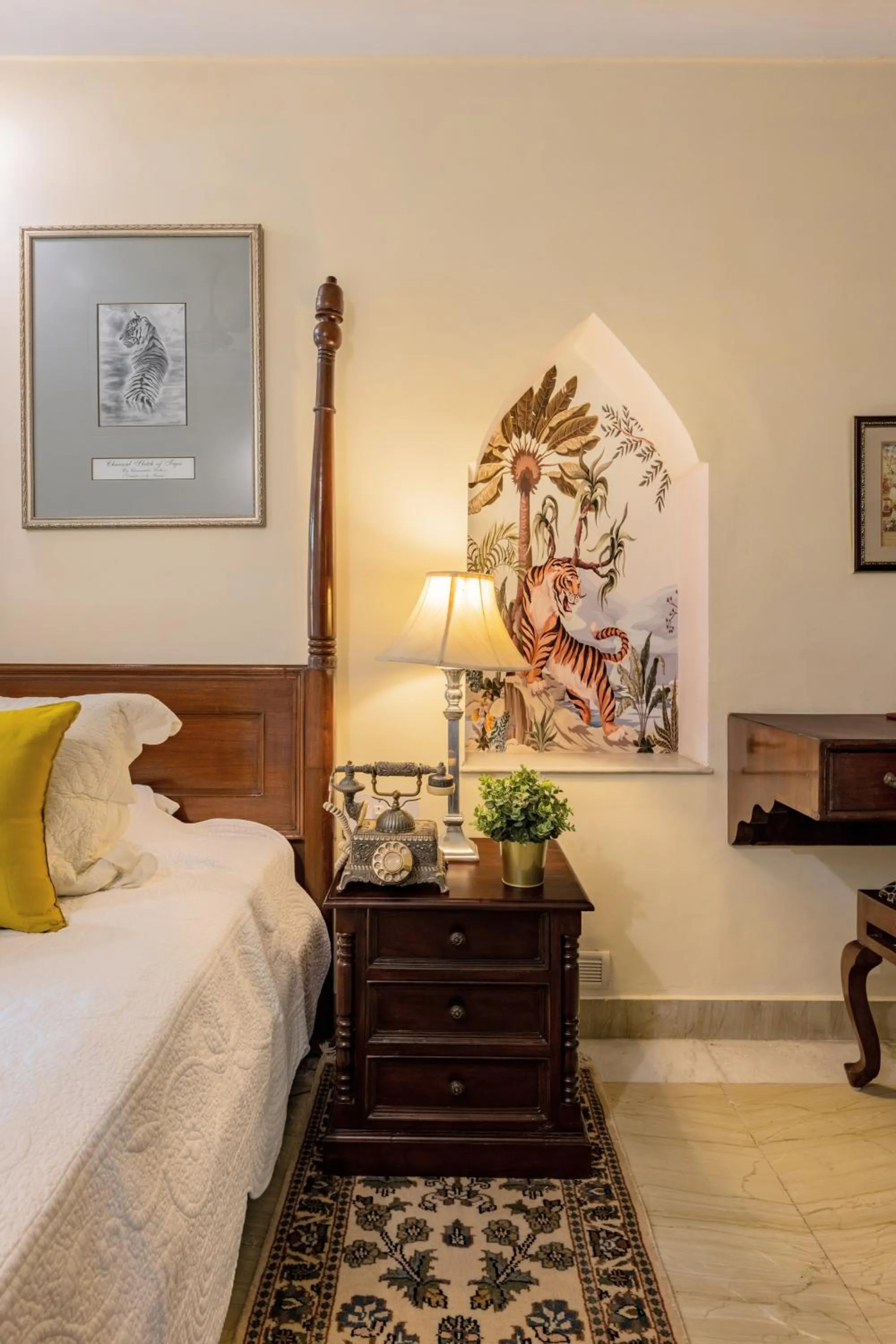 Decorative detail, Bed in Dera Rawatsar - Heritage Hotel