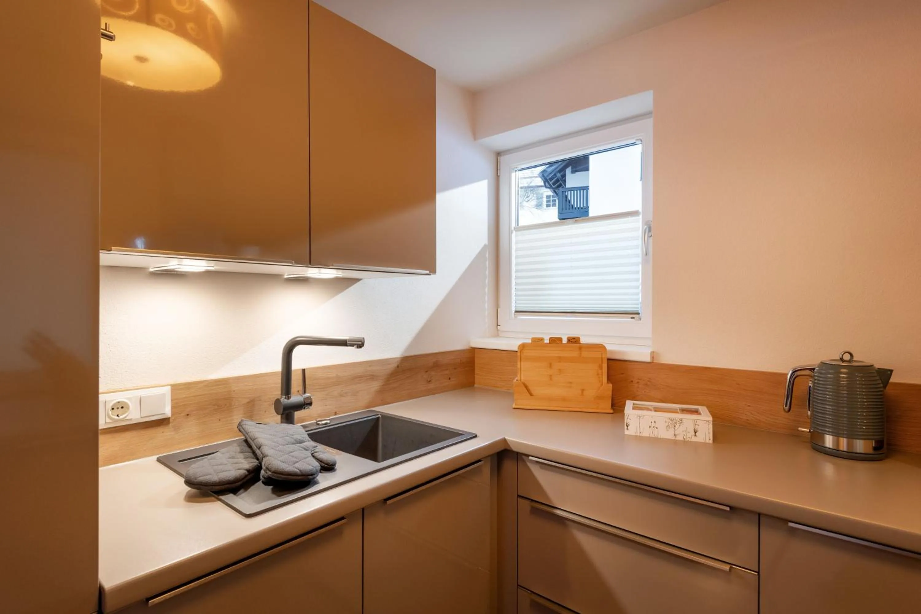 Kitchen or kitchenette in Gästehaus Hornegger