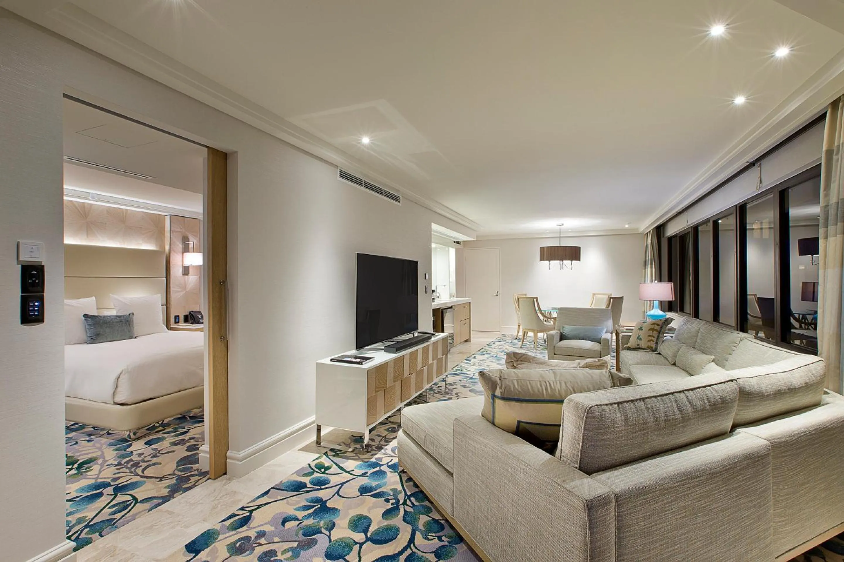 Living room, Bed in The Star Grand at The Star Gold Coast