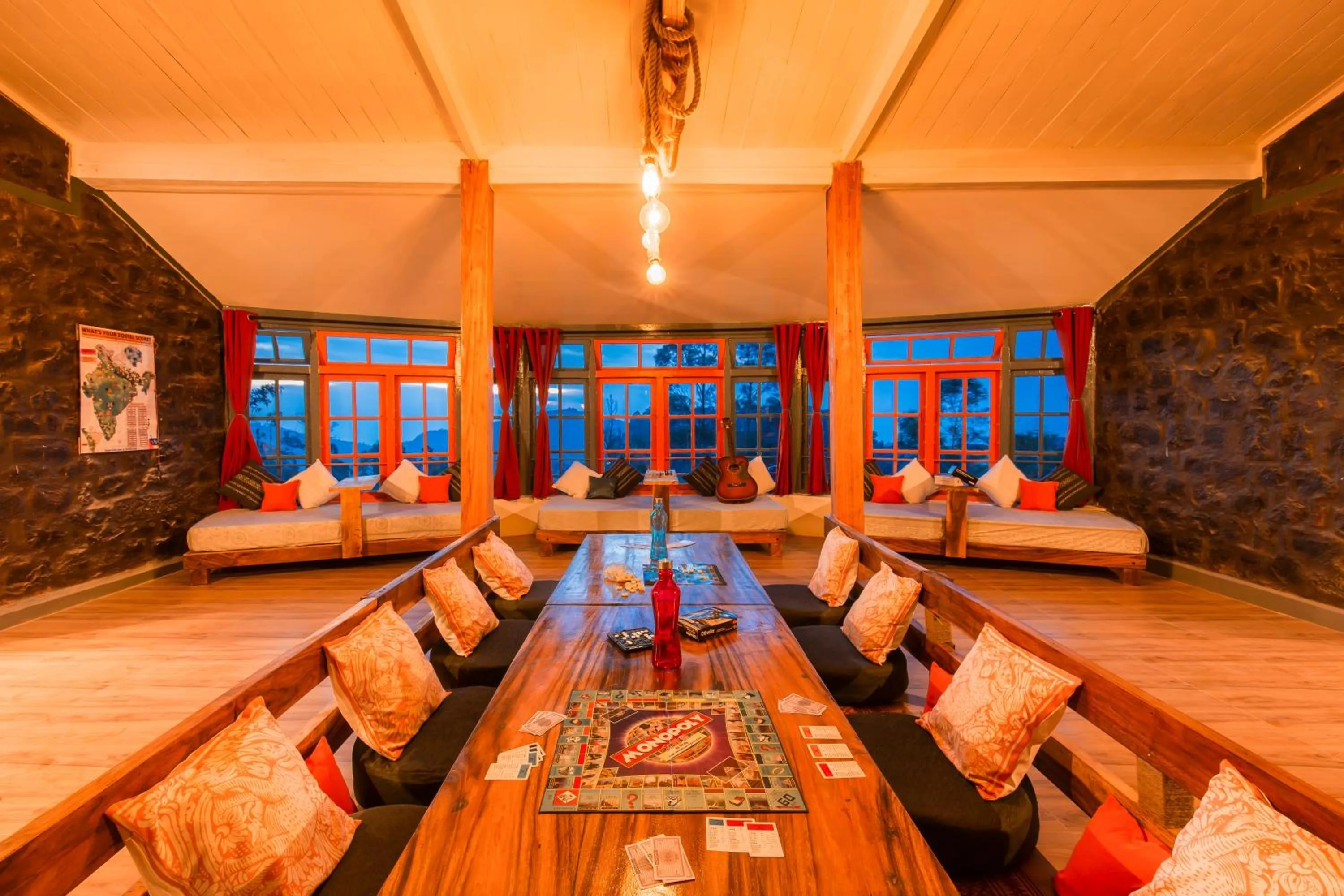 Seating area in Zostel Kodaikanal