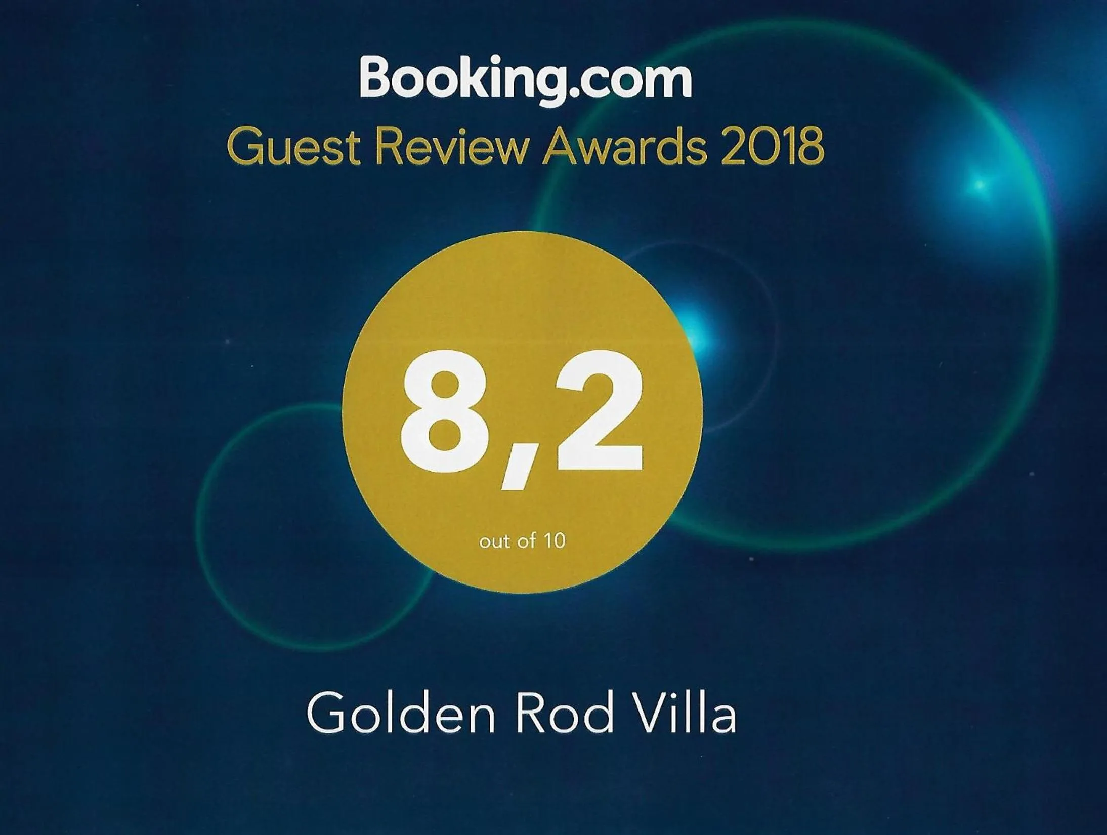 Certificate/Award in Golden Rod villa