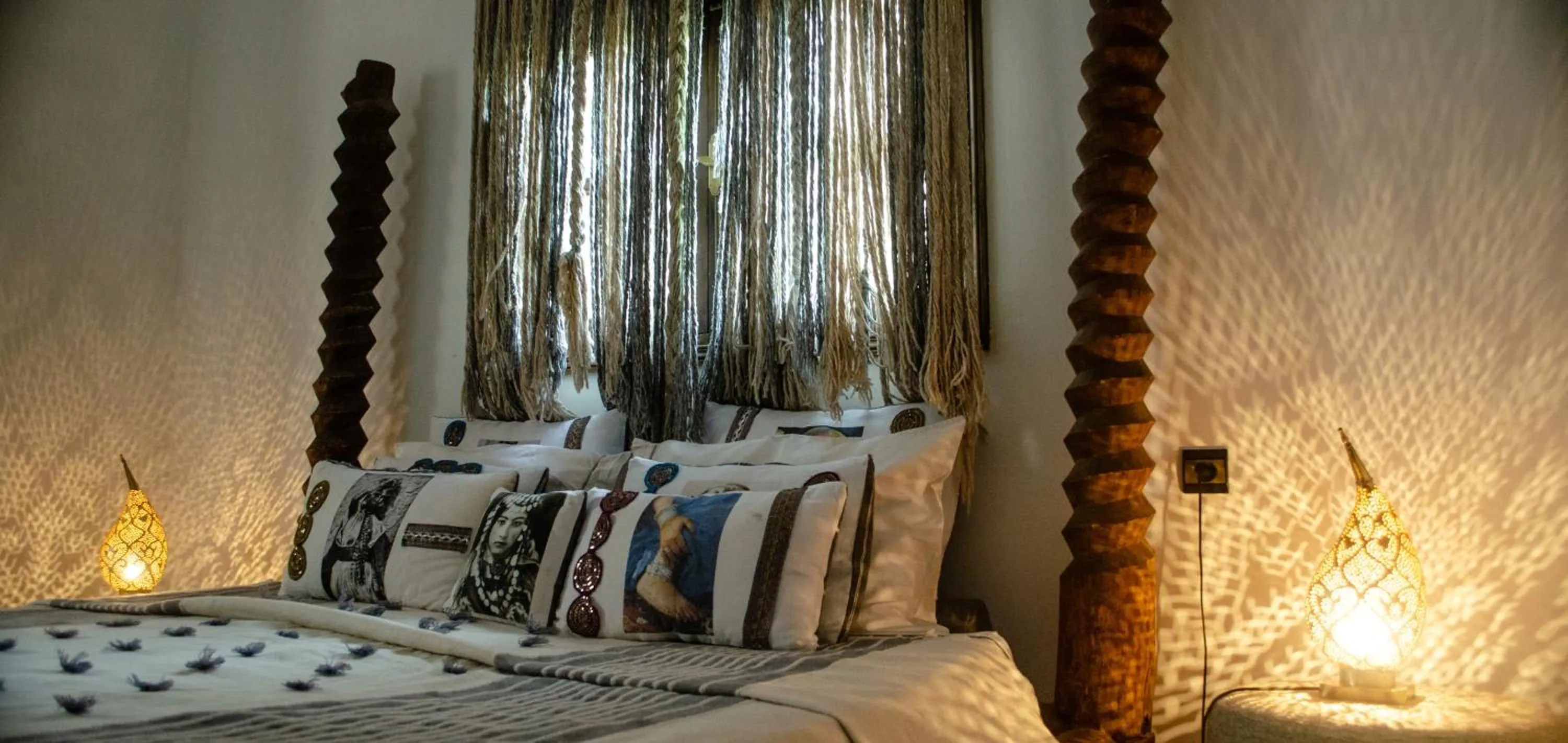 Decorative detail, Bed in Riad les Ammonites and Spa