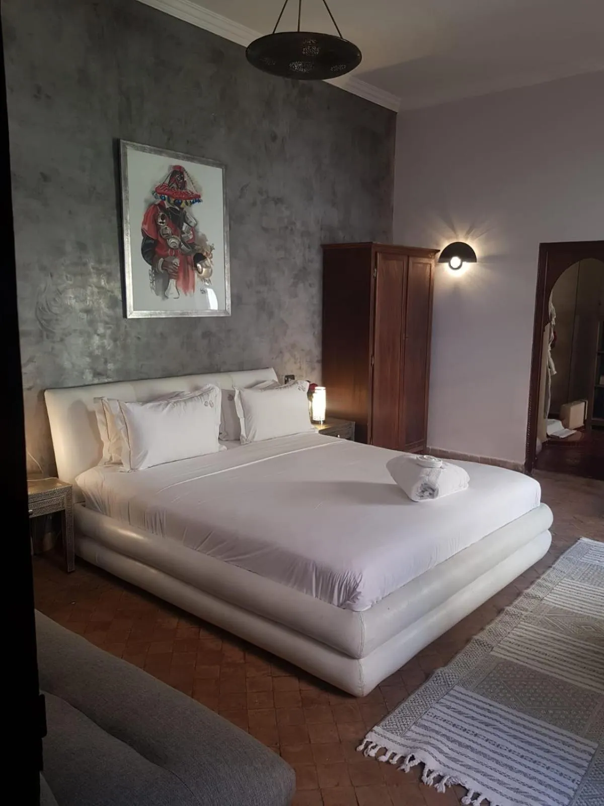 Patio, Bed in Riad les Ammonites and Spa