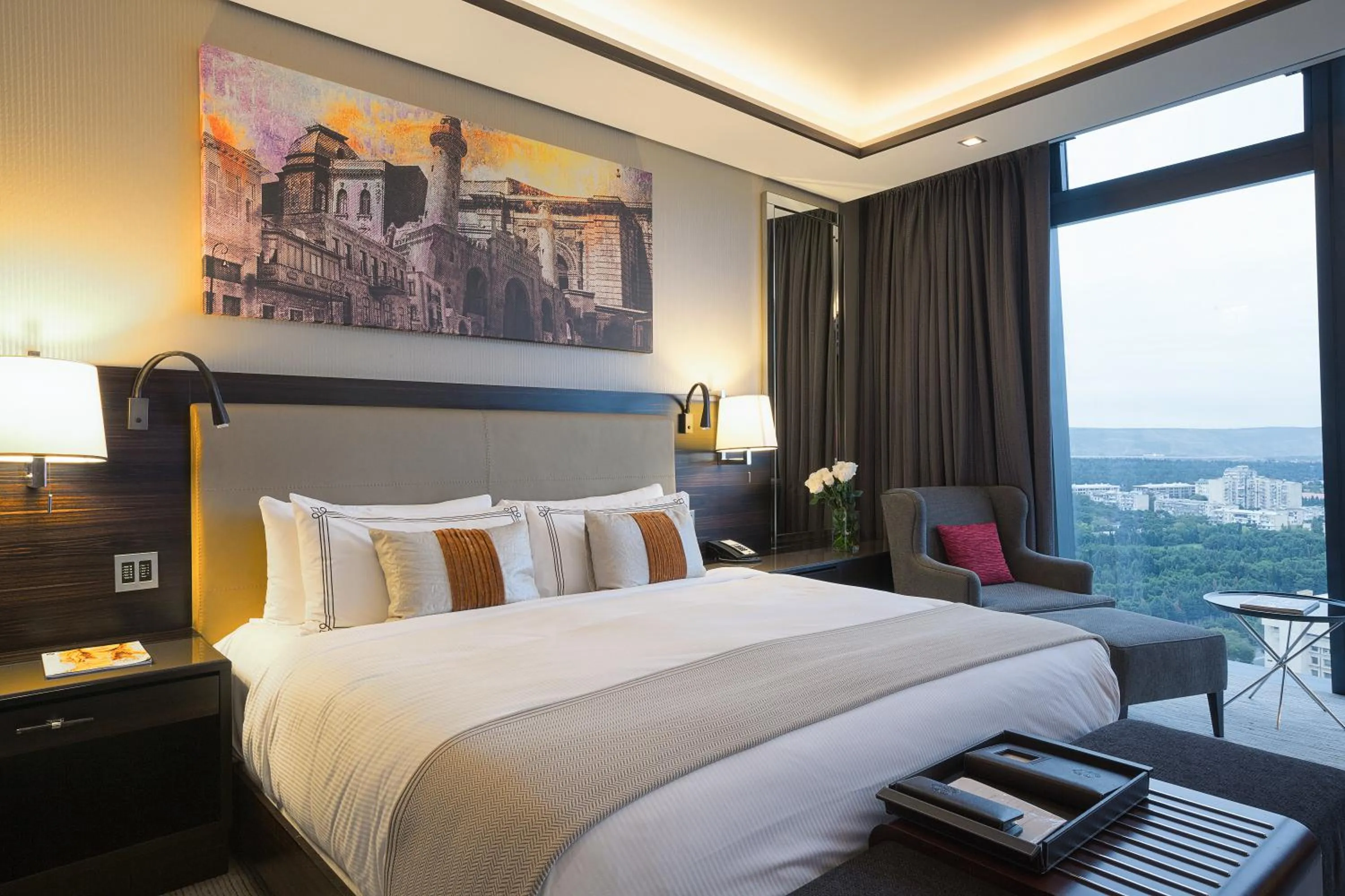 Bedroom, Bed in Fairmont Baku, Flame Towers