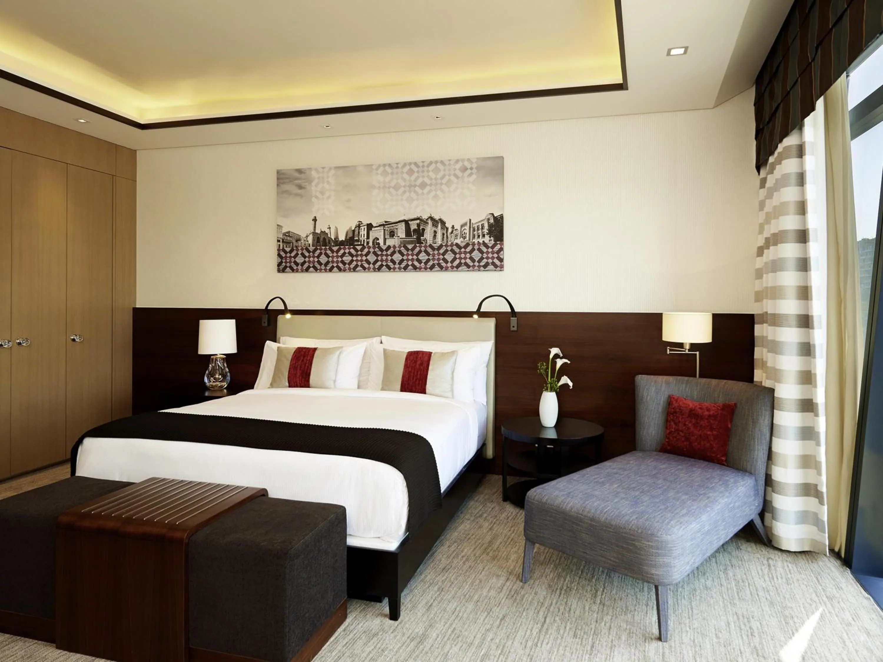 Bedroom, Bed in Fairmont Baku, Flame Towers