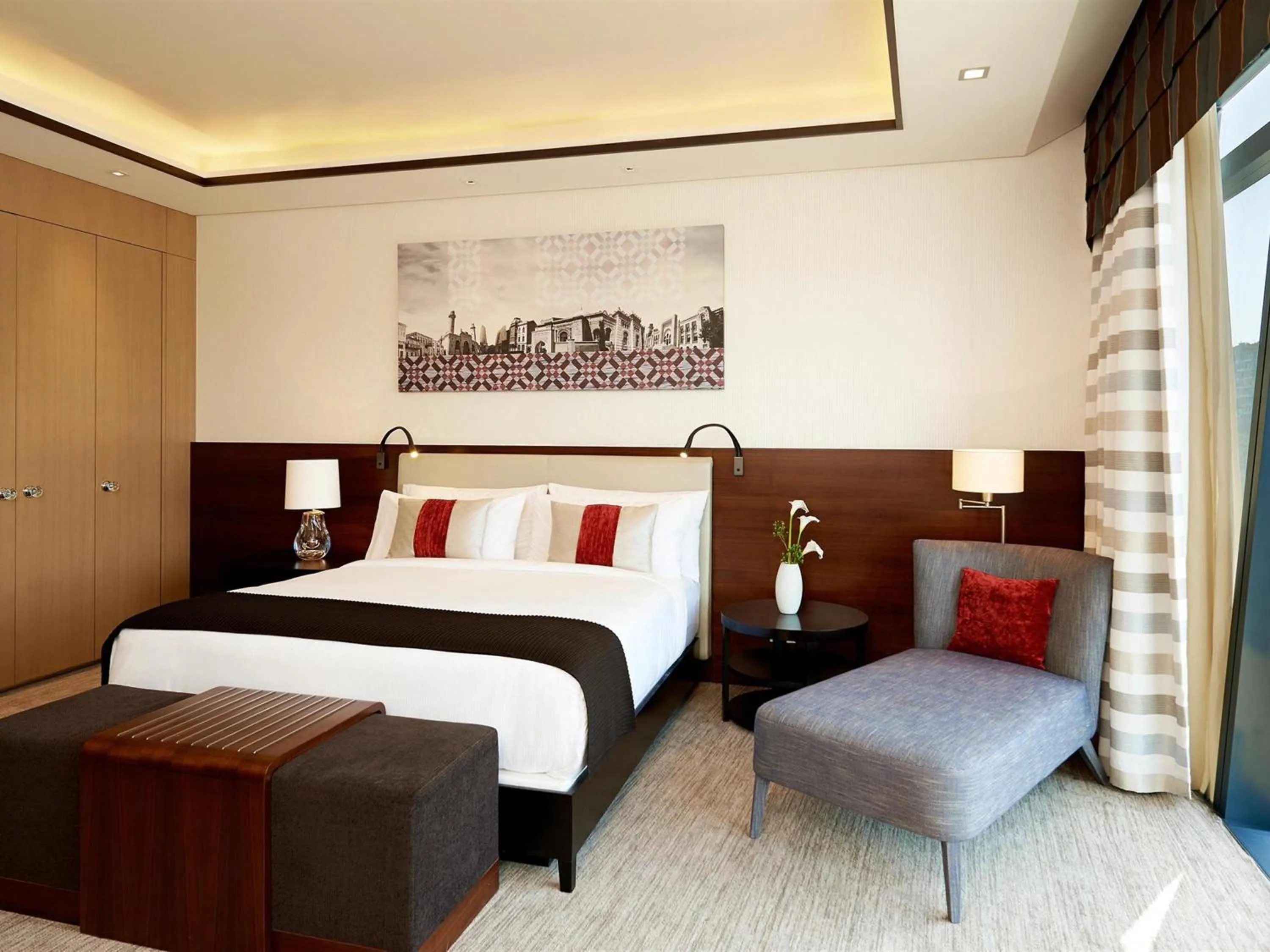 Bedroom, Bed in Fairmont Baku, Flame Towers